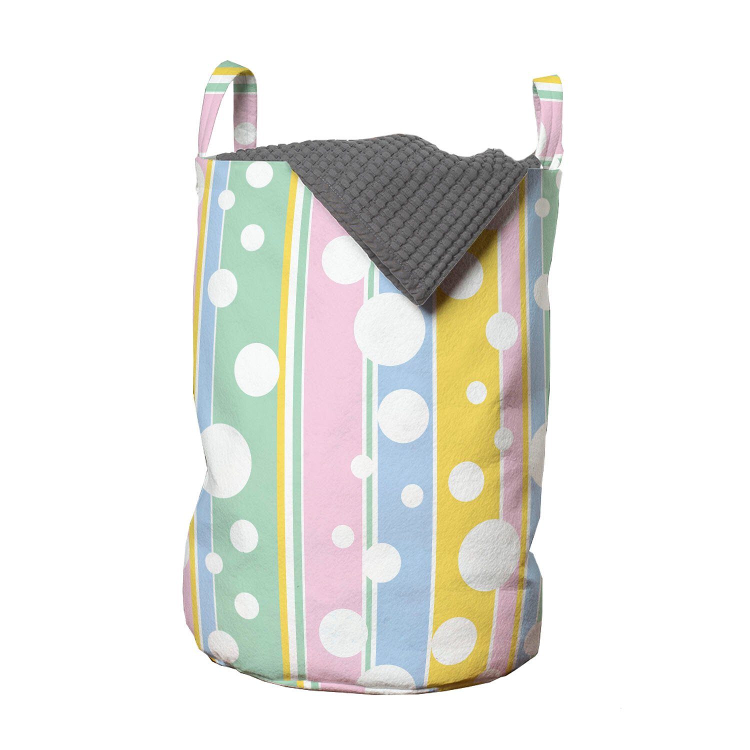 Abakuhaus Wäschesäckchen Wäschekorb mit Griffen Abstrakt Streifen Pastellfarbig für Kordelzugverschluss Waschsalons