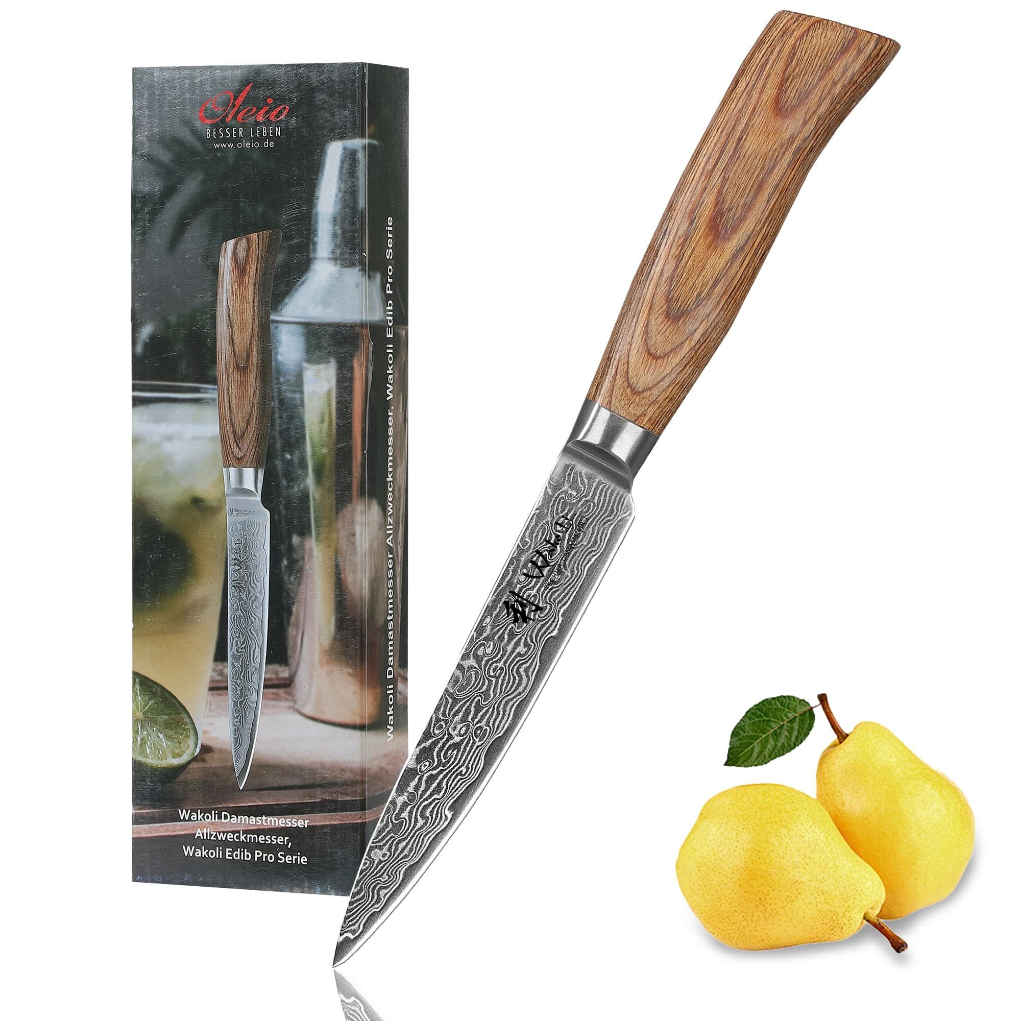 Wakoli EDIB Pro Damast Allzweckmesser I Kochmesser Küchenmesser I 12cm Klinge, 67 Lagen Damaststahl, VG-10 Stahlkern
