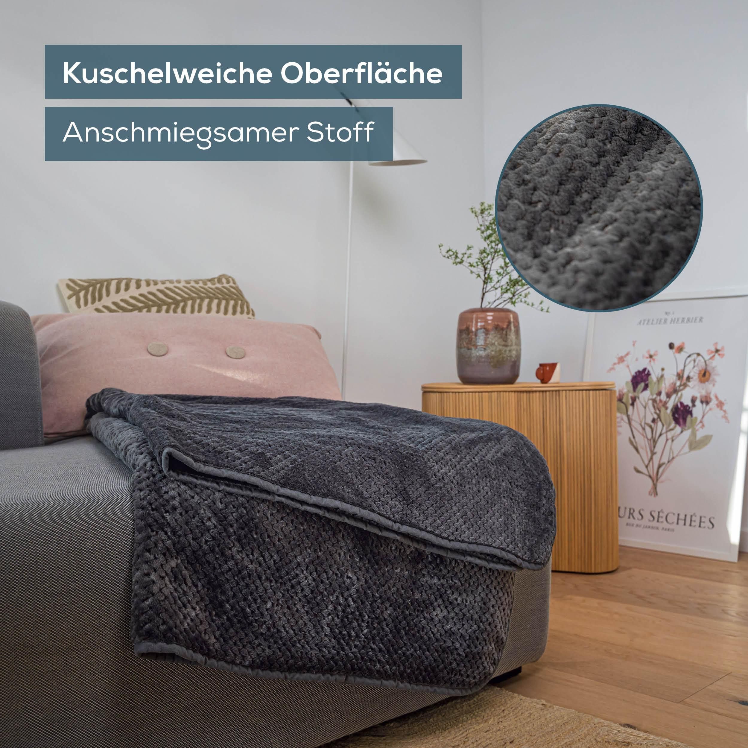 BEURER Heizdecke HD 65 Dark Grey, aus weichem Stoff, Maschinenwaschbar, mit 3 Temperaturstufen & Sicherheitsabschaltung