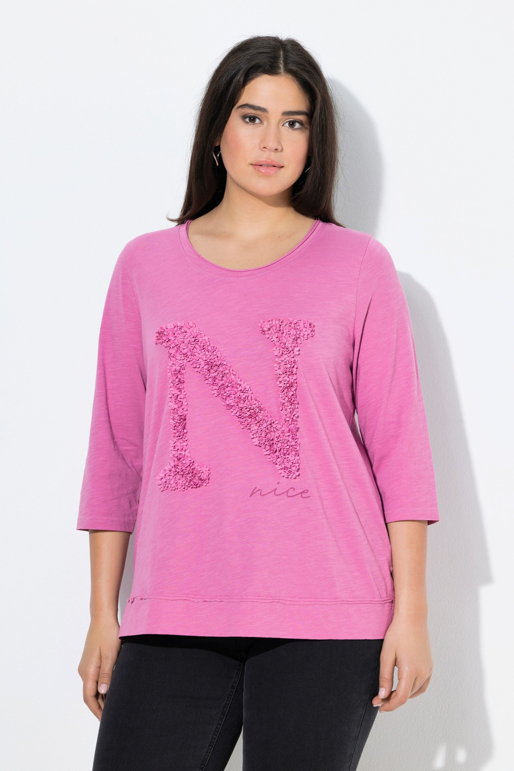 Ulla Popken T-Shirt Shirt Nice Classic Rundhalsausschnitt 3/4-Arm günstig online kaufen