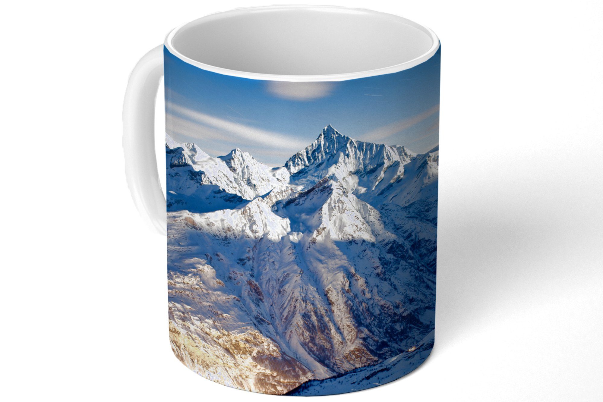 Tasse Becher, Schnee, MuchoWow Keramik, Teetasse, Alpen Teetasse, Berg - Kaffeetassen, - Geschenk