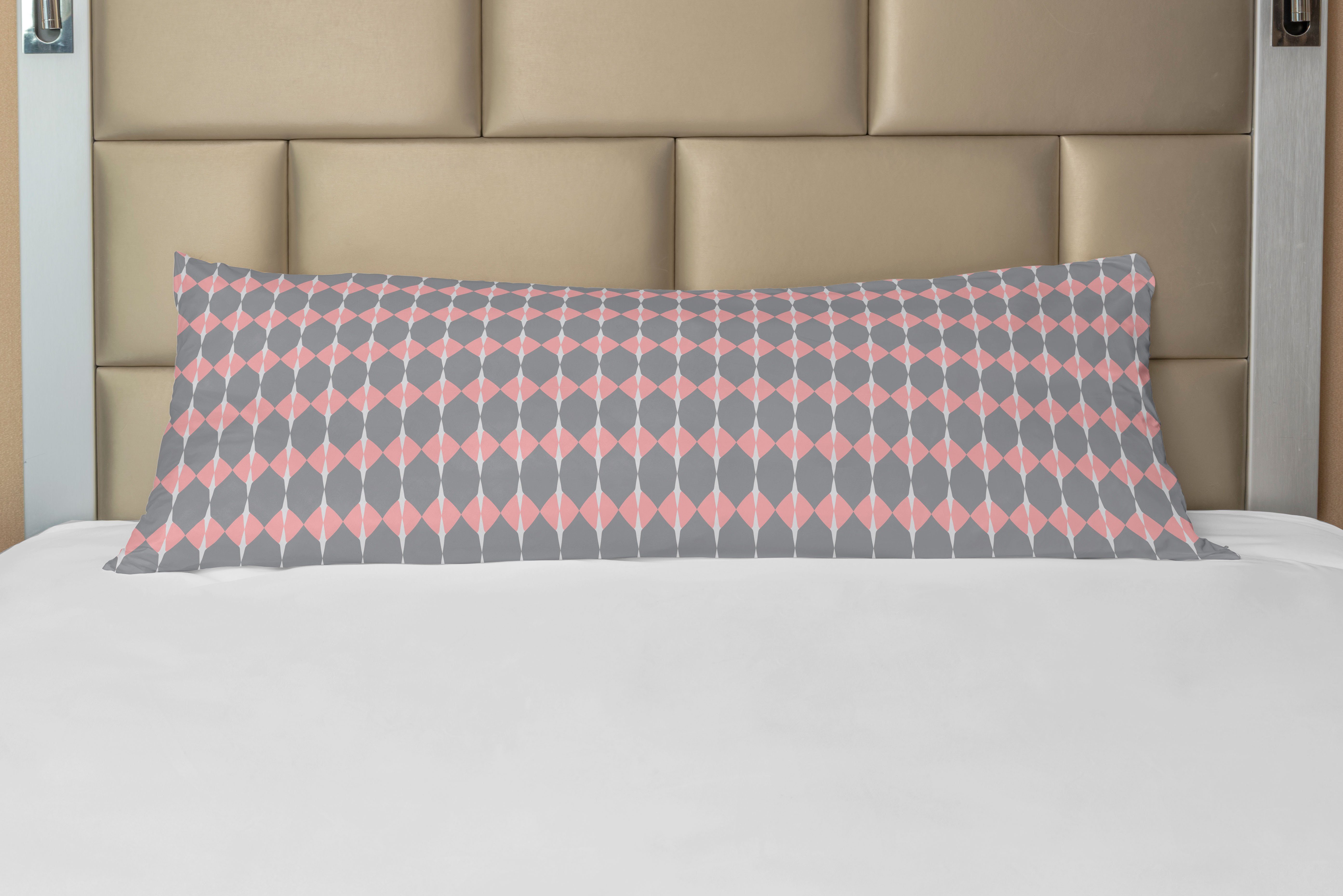 Rhombus Geometrisch Kissenbezug, umrandete Deko-Akzent rosa Seitenschläferkissenbezug Langer Abakuhaus, Rund
