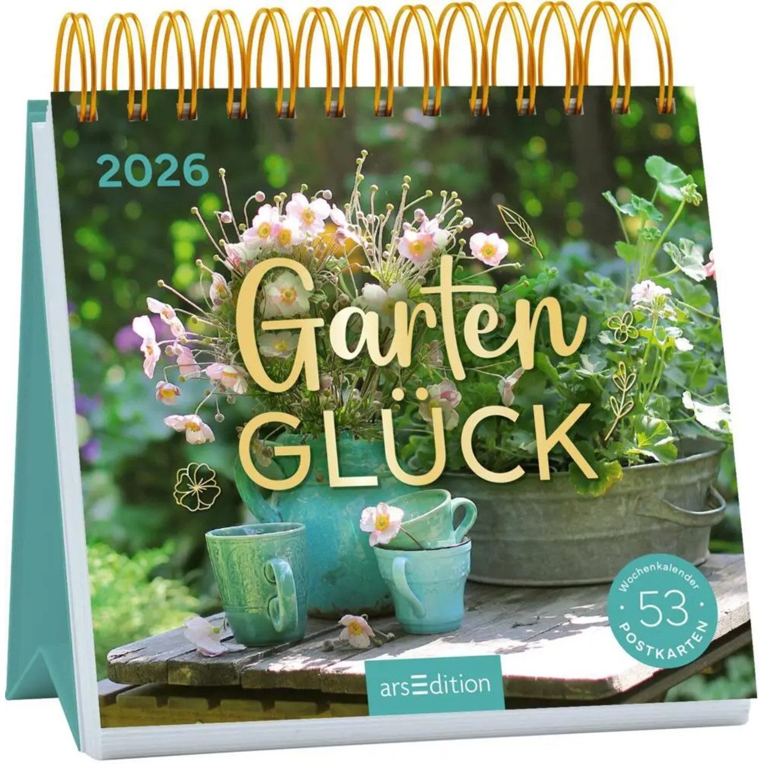 Ars Edition Tischkalender Postkartenkalender Gartenglück 2026