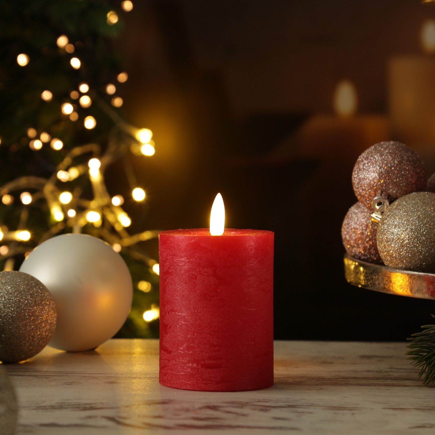Adilina LED-Kerze LINA Rustik Optik Echtwachskerze flackernd Timer H: 11cm günstig online kaufen