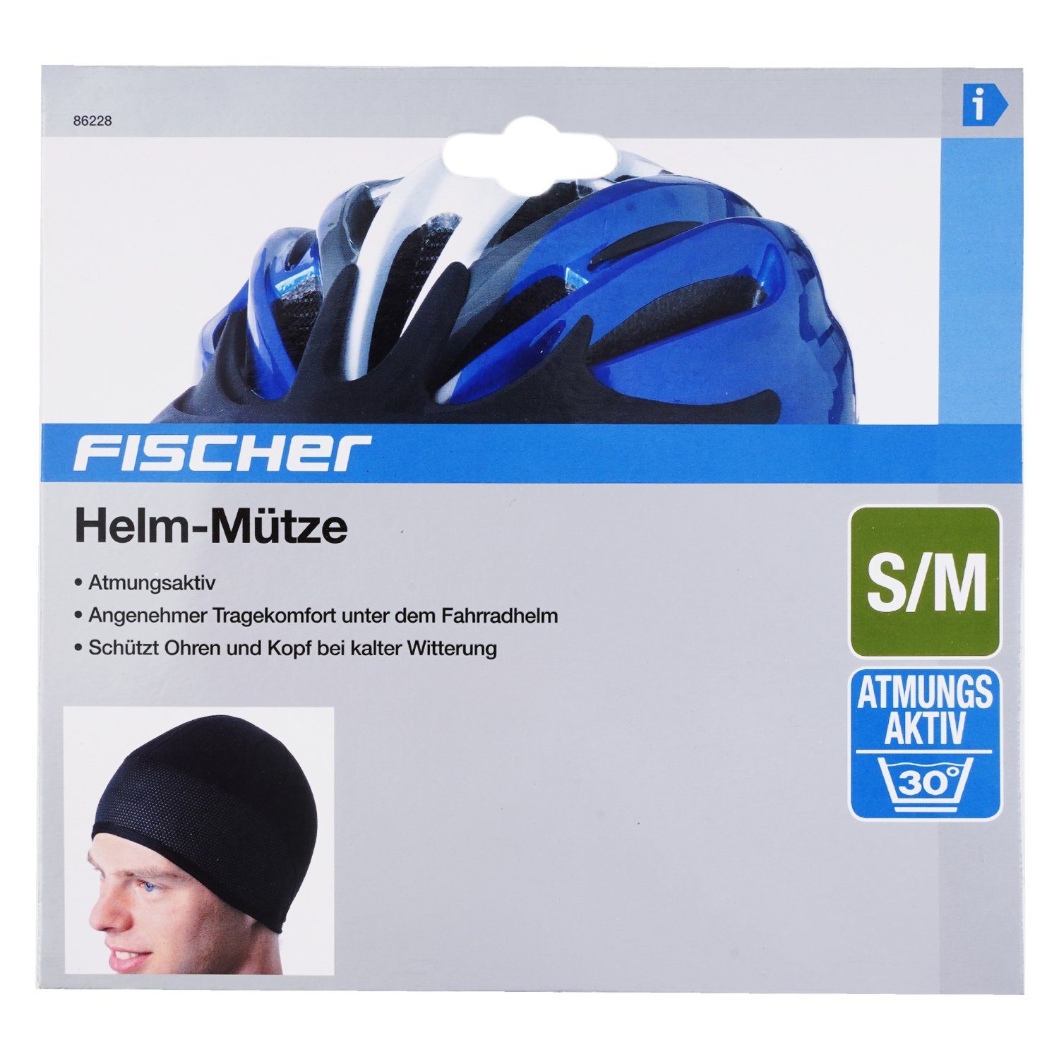 FISCHER Fahrrad Fahrradhelmüberzug Helm-Mütze S / M Fahrrad-Mütze Unterziehmütze, Unterhelmmütze Unisex auch für Ski-Helm, Kopfumfang: 49-54cm