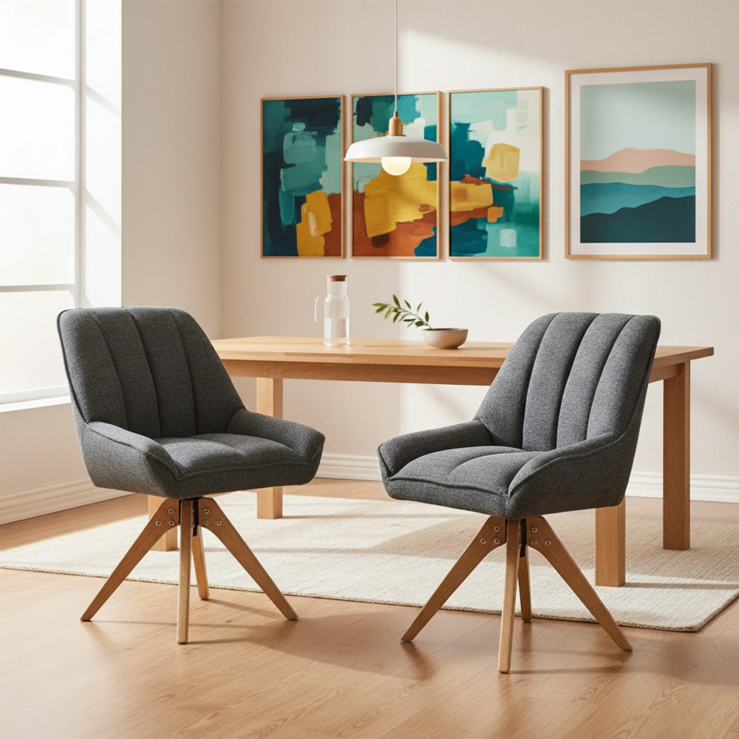 DUBI Möbel Polsterstuhl Mika-Lio 2er-Set, Federkern, Eiche geölt, 360° dreh günstig online kaufen