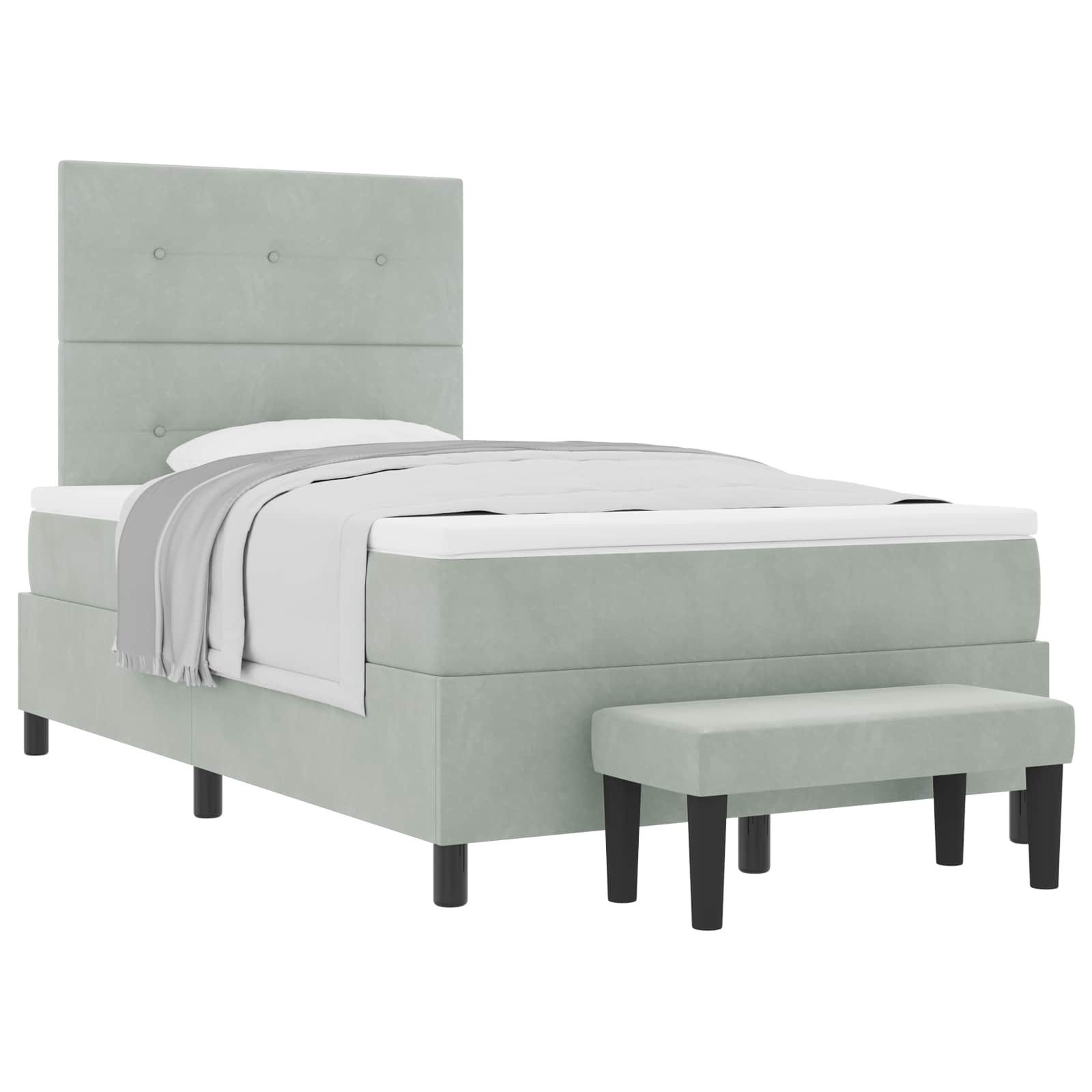 Bett Boxspringbett mit Kopfteil Hellgrau 200 x 120 cm Samt