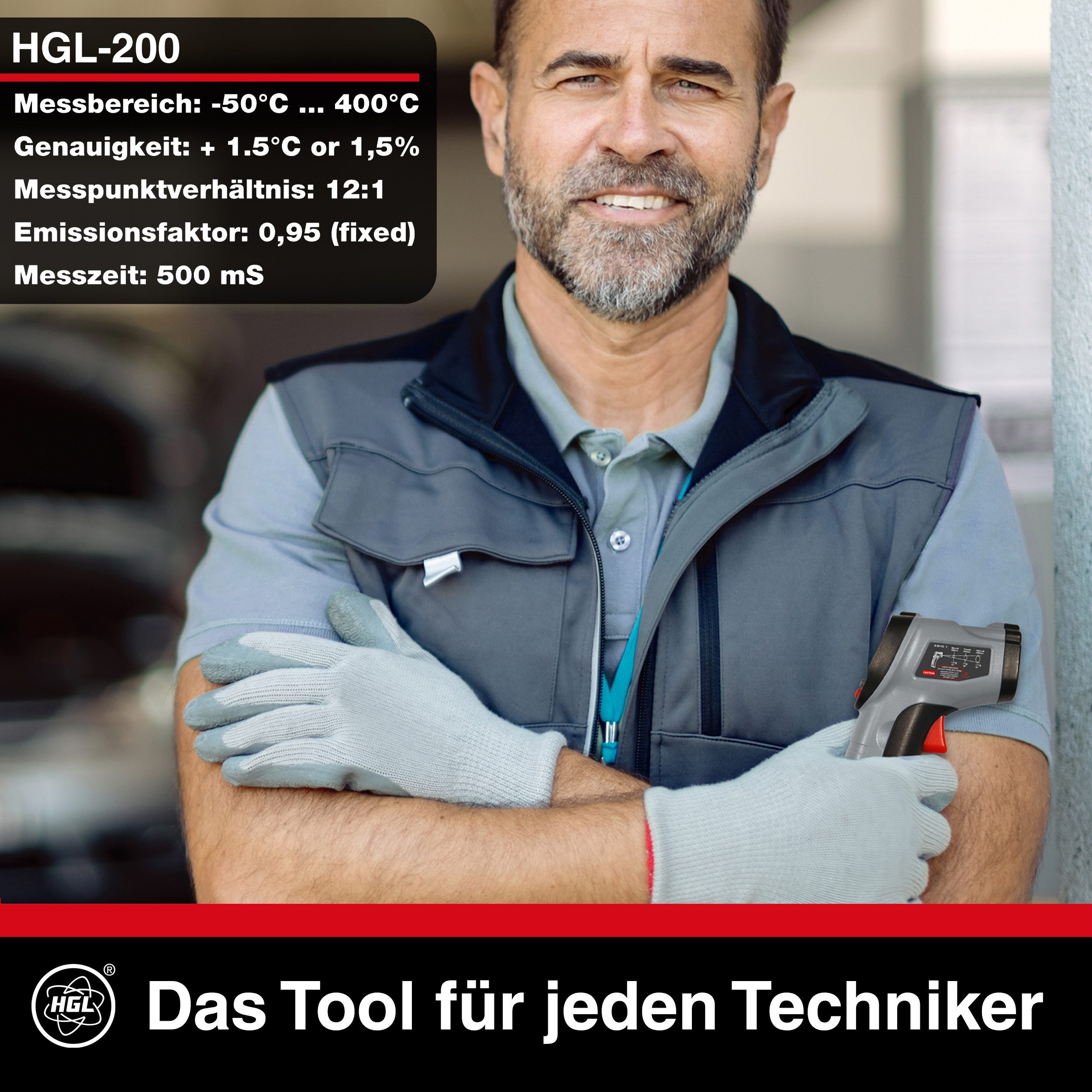 HGL Infrarot-Thermometer -50°C ... 400°C / 600°C Temperaturmessgerät