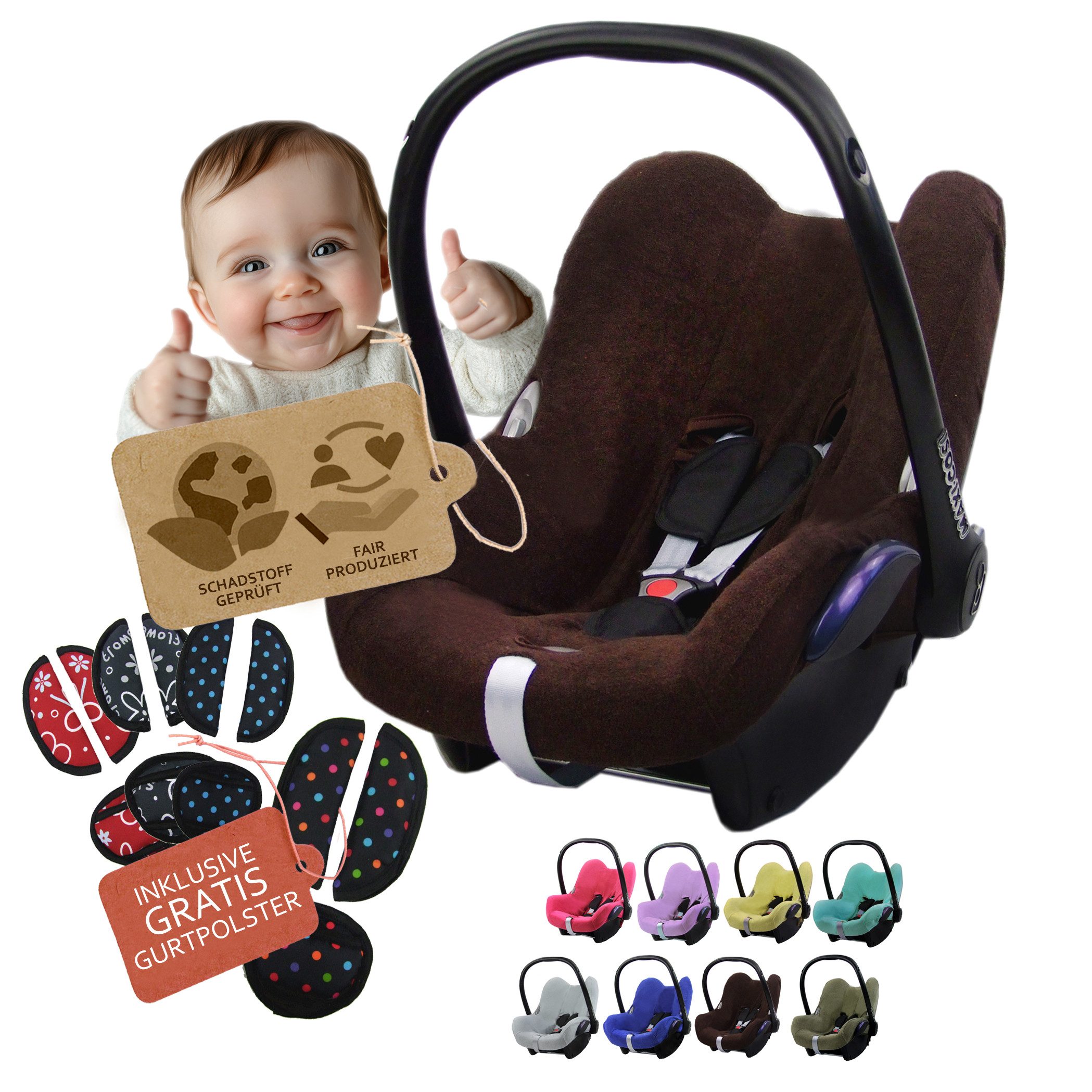 BambiniWelt by Rafael K. Babyschale Sommerbezug Bezug aus Frottee kompatibel mit Maxi Cosi CabrioFix + GP, ab: Geburt, bis: 14 Monate