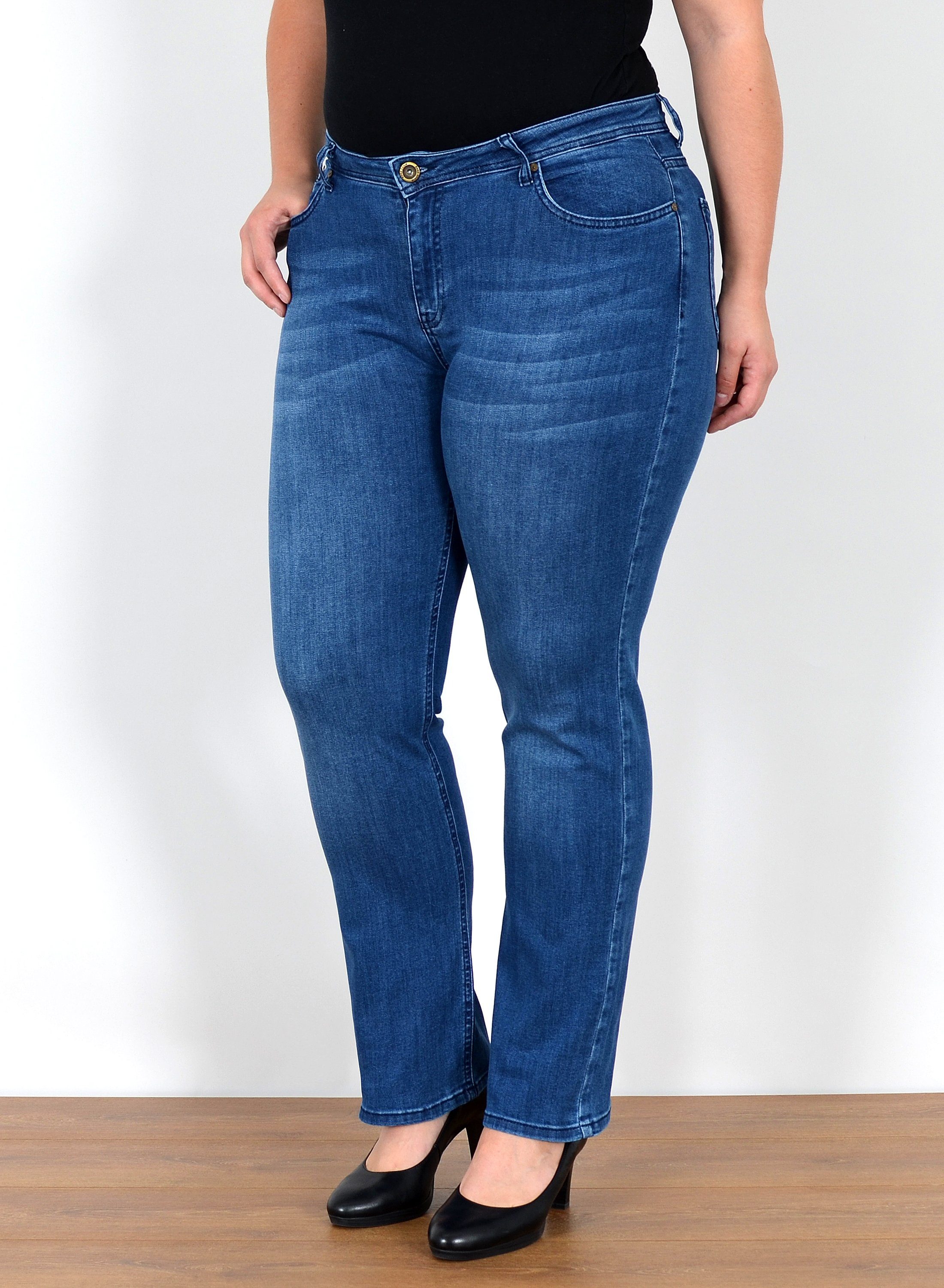 Straight-Jeans Gerade Schnitt Jeans Damen Hose High Rise bis Große Größe