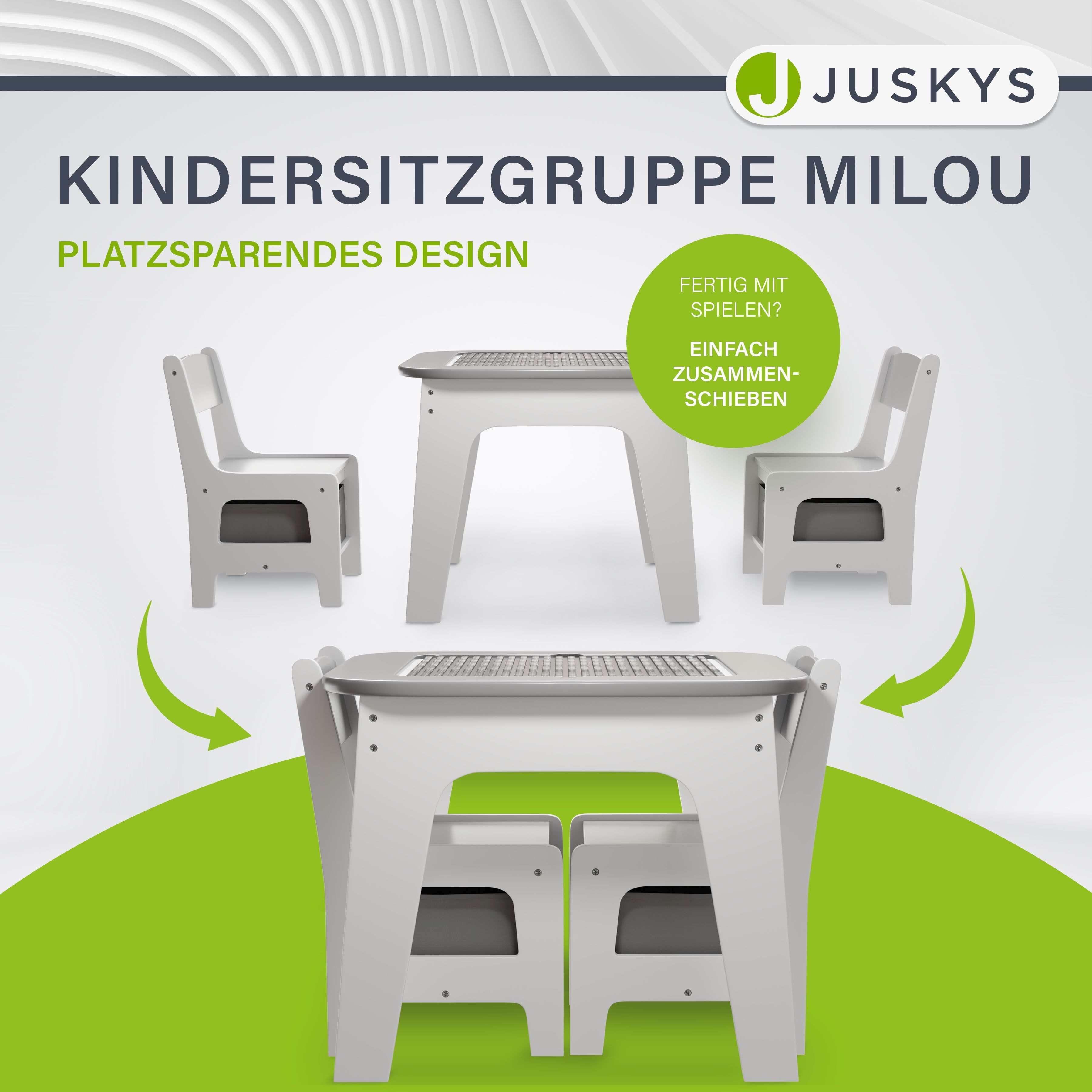 Juskys Kindersitzgruppe Milou, Set mit 2 Stühlen & 1 Tisch, Holz Spieltisch günstig online kaufen