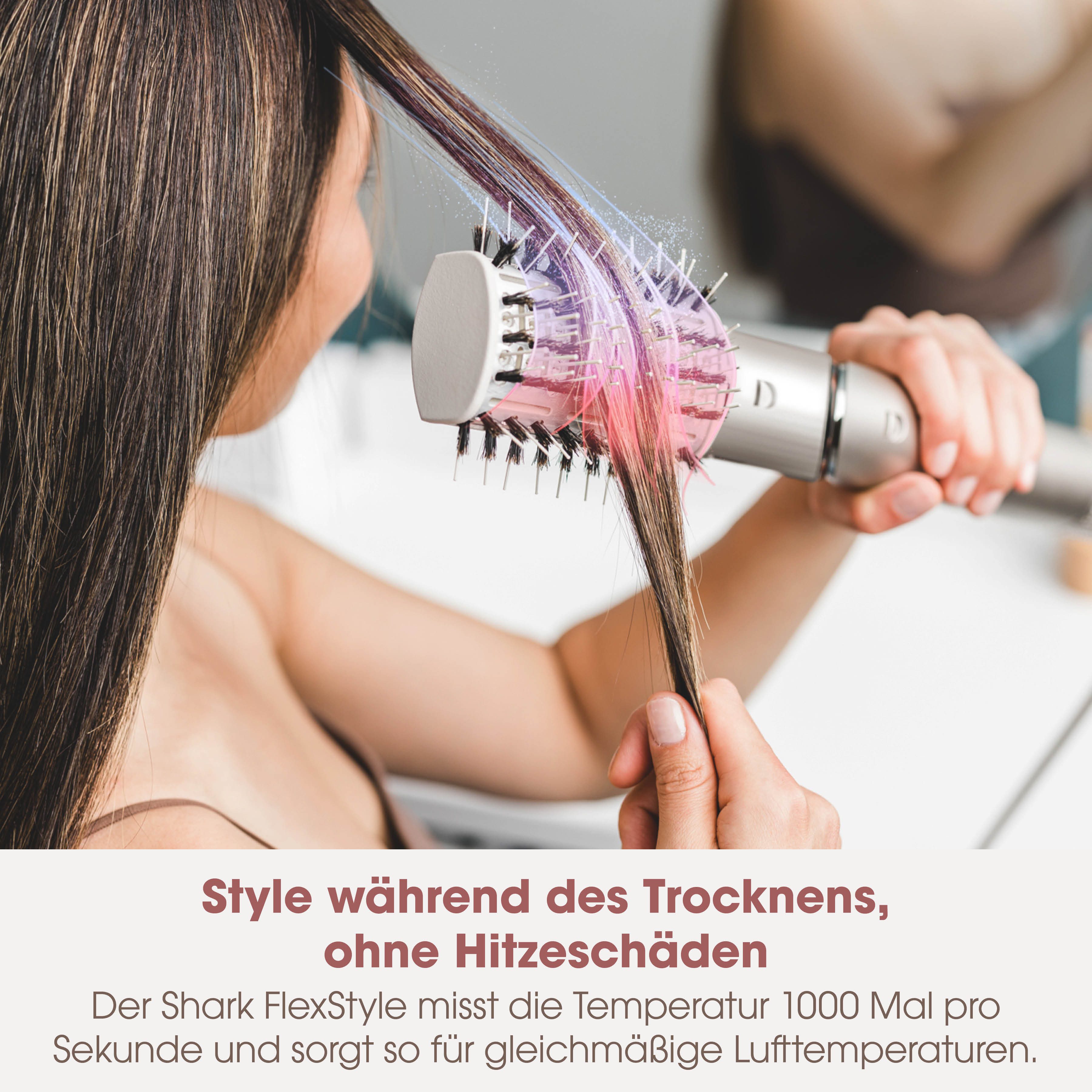 Shark Multihaarstyler FlexStyle 5-in-1 Haarstyler und -trockner - Stone [HD446SLEU], Mit einer Drehung vom leistungsstarken Haartrockner zum Styler