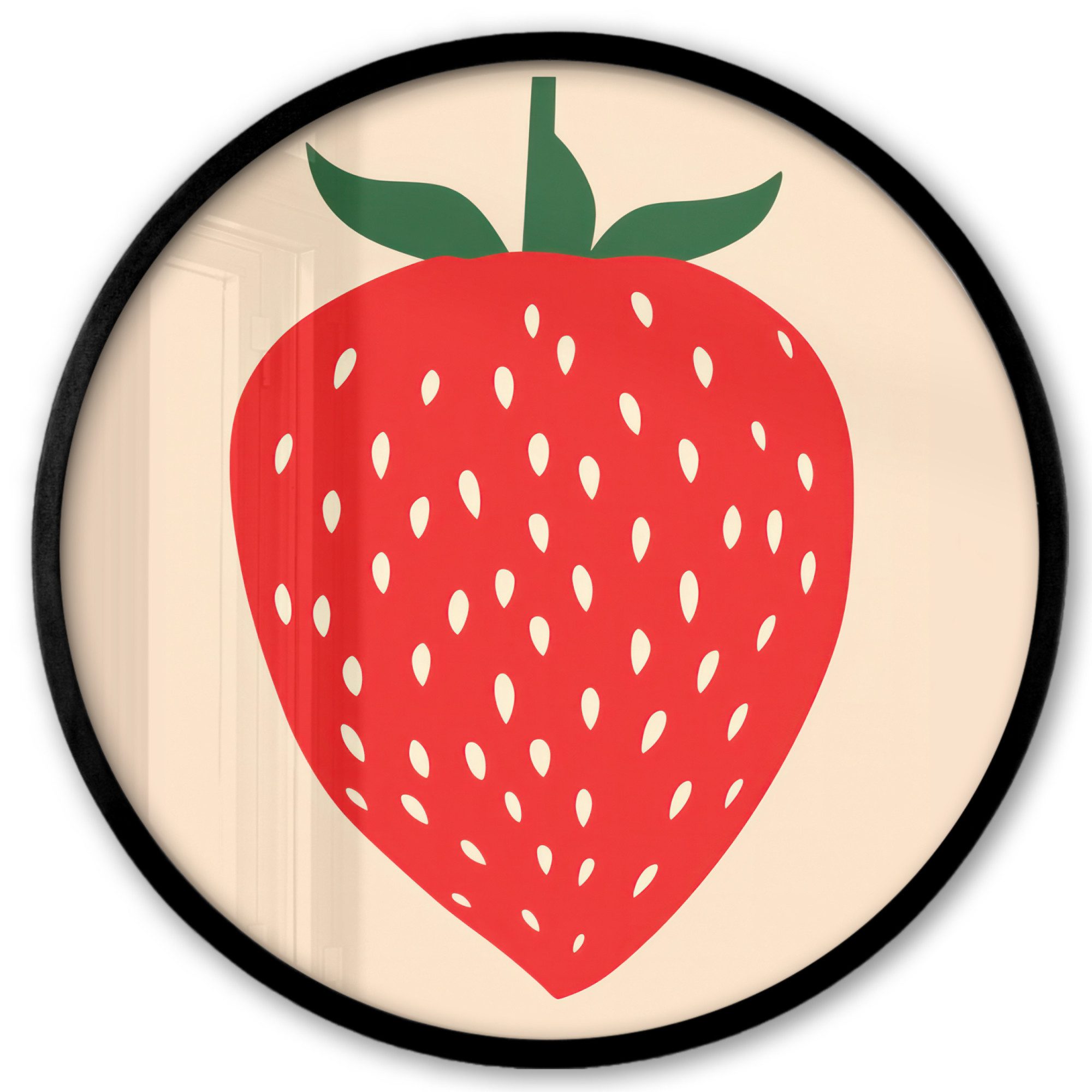 MuchoWow Poster Rund - Erdbeere - Rot - Modern - Boho, (1 St), Runde Wandbilder, Deko für Wohnzimmer und Schlafzimmer, 40x40 cm