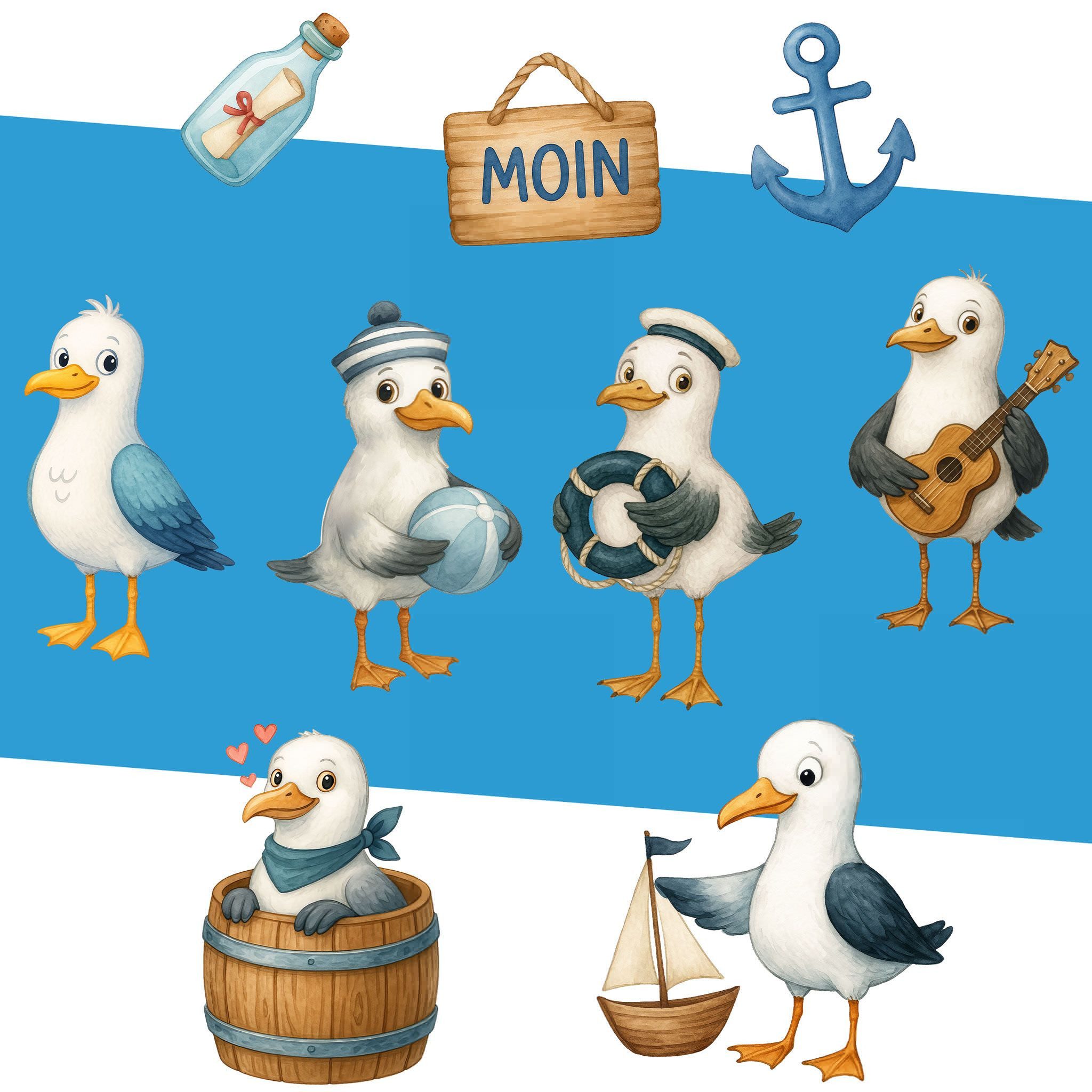 Sunnywall Wandtattoo Aufkleber Maritim Möwen - maritime Wanddeko für Kinder günstig online kaufen