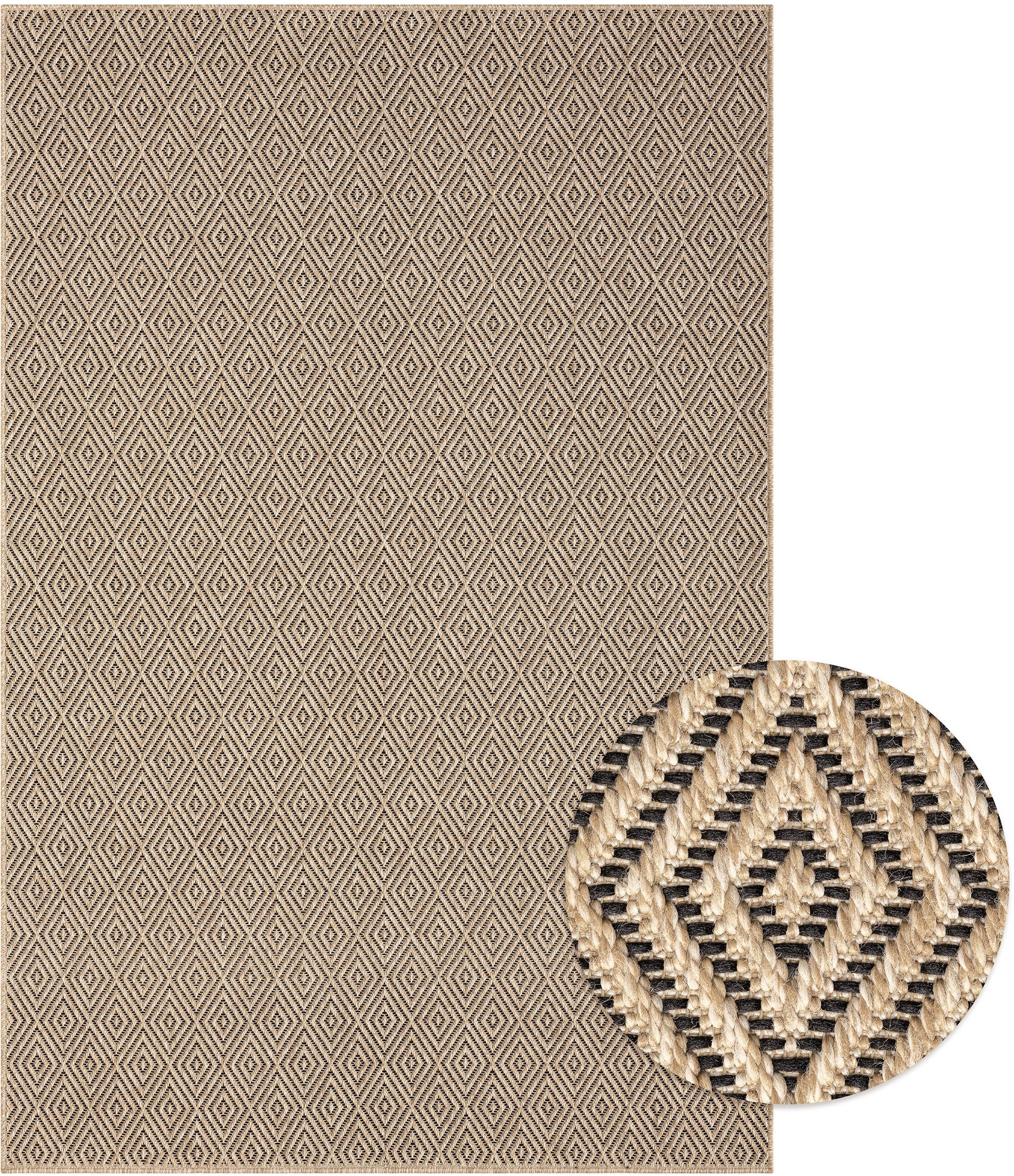 merinos Teppich Kenzy, rechteckig, Höhe: 10 mm, robuster In- und Outdoor Teppich im natürlichen Jute-Look, wetterfest