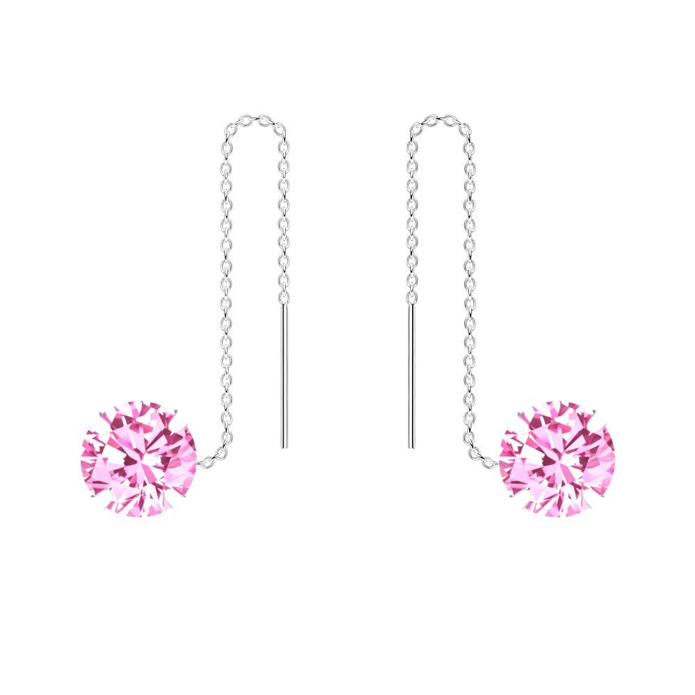 Paar Ohrhänger KETTE MIT ZIRKONIA rose, 2-tlg.