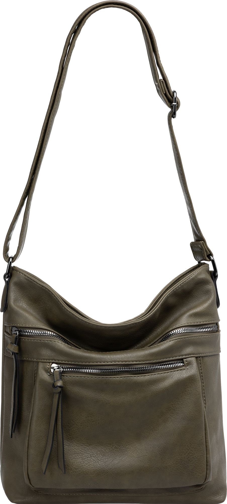 grün Umhängetasche Crossbody Bag Caspar Umhängetasche mittelgroße Damen TS1070 oliv elegante sportlich