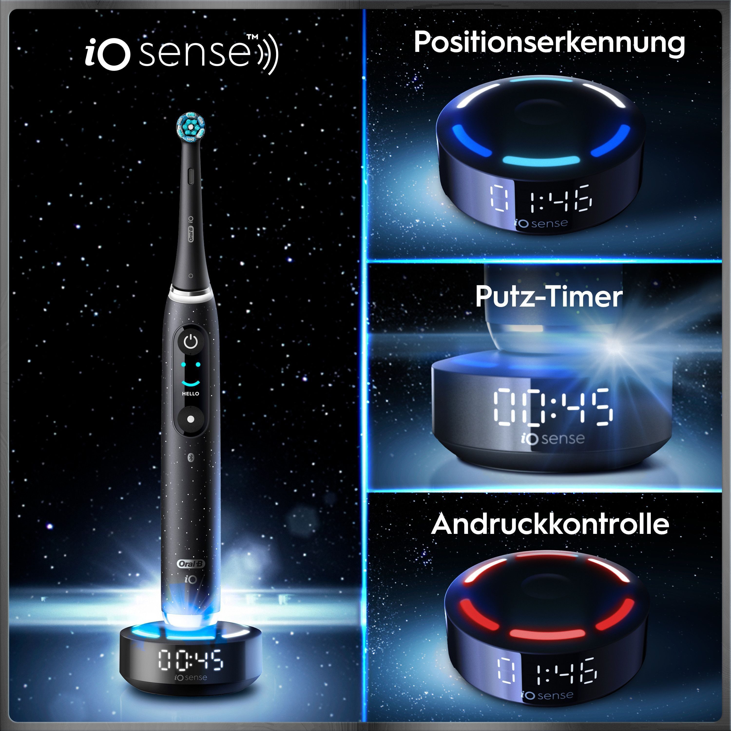 Oral-B Elektrische Zahnbürste Oral-B iO Series 10, Aufsteckbürsten: 1 St., 1 Aufsteckbürste, Aufsteckbürstenhalter, Lade-Reise-Etui, iO Sense Zahnputz-Coach, Sc – Bild 3 von 5