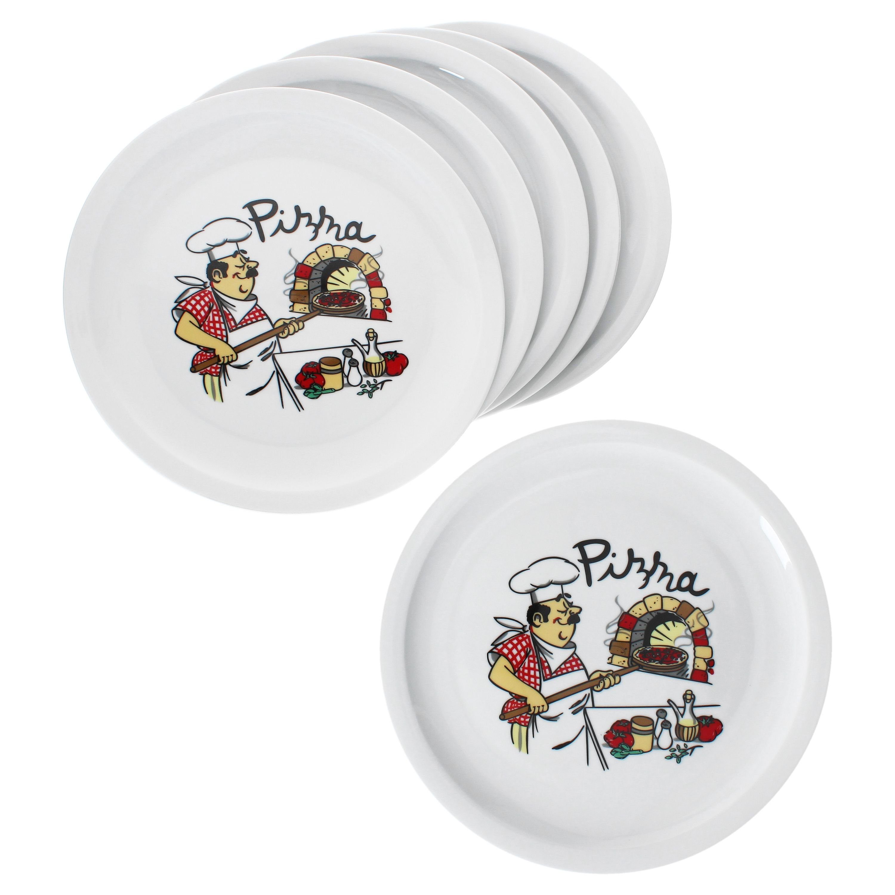 MamboCat Тарілка для піци 6er Set Luigi Тарілка для піци Ø30,5cm 6 Personen XL-Teller Pizza Bäcker