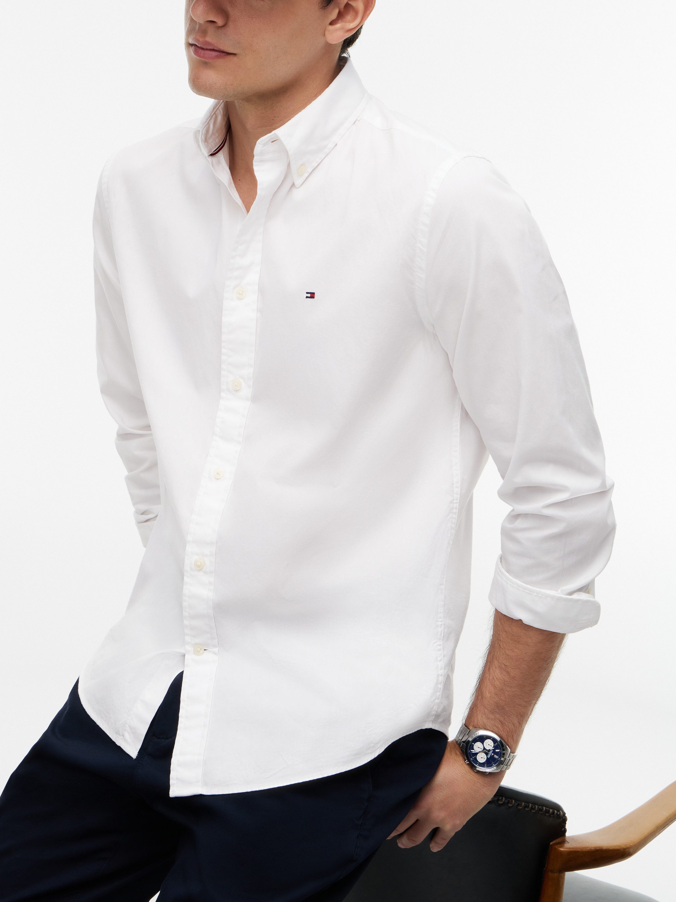 Tommy Hilfiger Langarmhemd CORE FLEX POPLIN SOLID Regular Fit SHIRT Regular Fit Flex Cotton