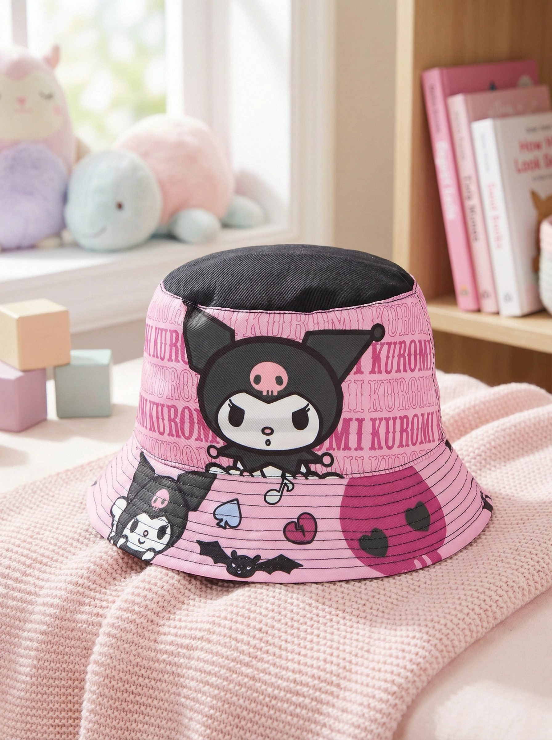 Hello Kitty Fischerhut Hello Kitty Kuromi Kinder Fischermütze Fischerhut Sommerhut Hut Gr. 54