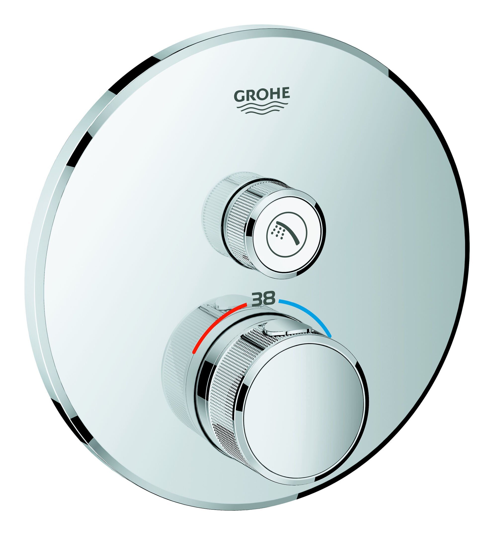 Chrom Design 1 Grohe Thermostat Absperrventil - Grohtherm SmartControl rund mit Unterputzarmatur
