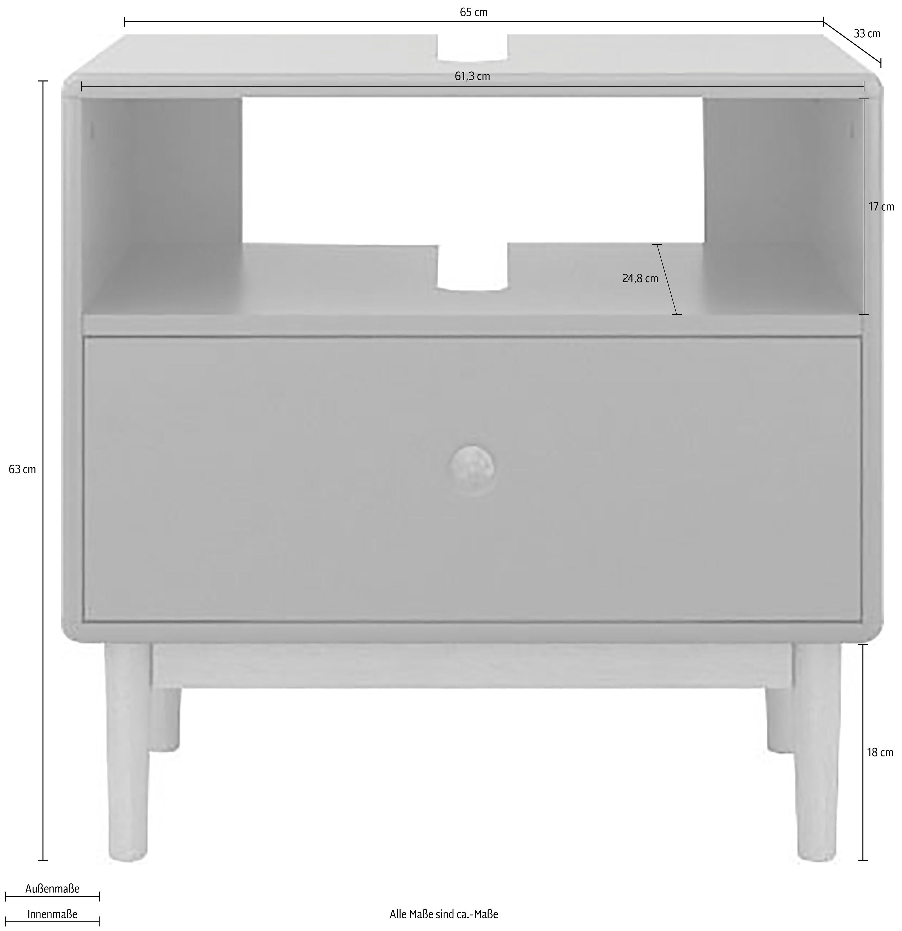 in TOM Schublade, mit BATH COLOR Breite sage 65 Füßen Push-to-Open, mit cm Waschbeckenunterschrank mit HOME TAILOR Eiche,