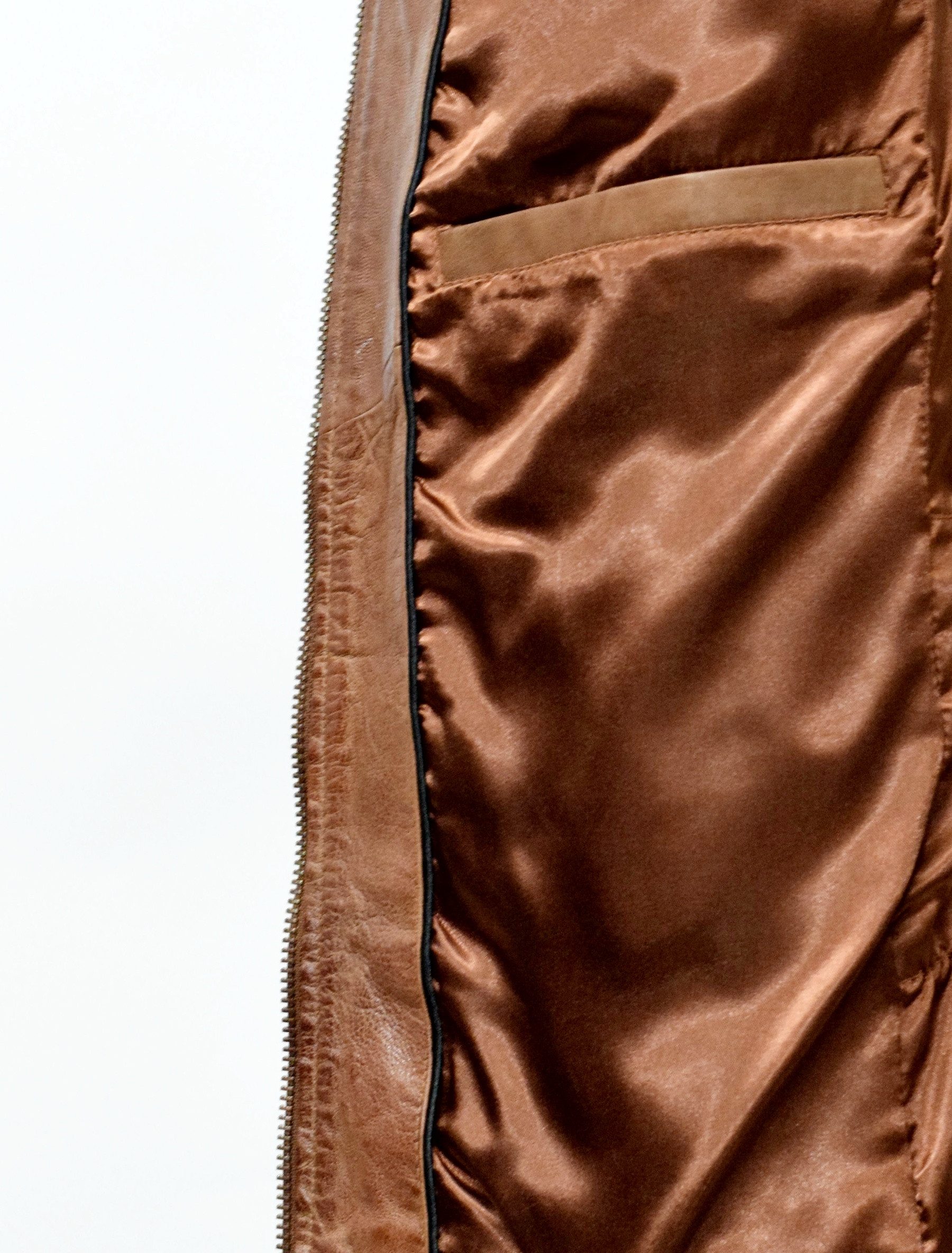 Zimmert Leather Lederjacke Marco Pflanzlich gegärbt, Washed Lammnappa Cognac Braun Whiskey – Bild 5 von 5