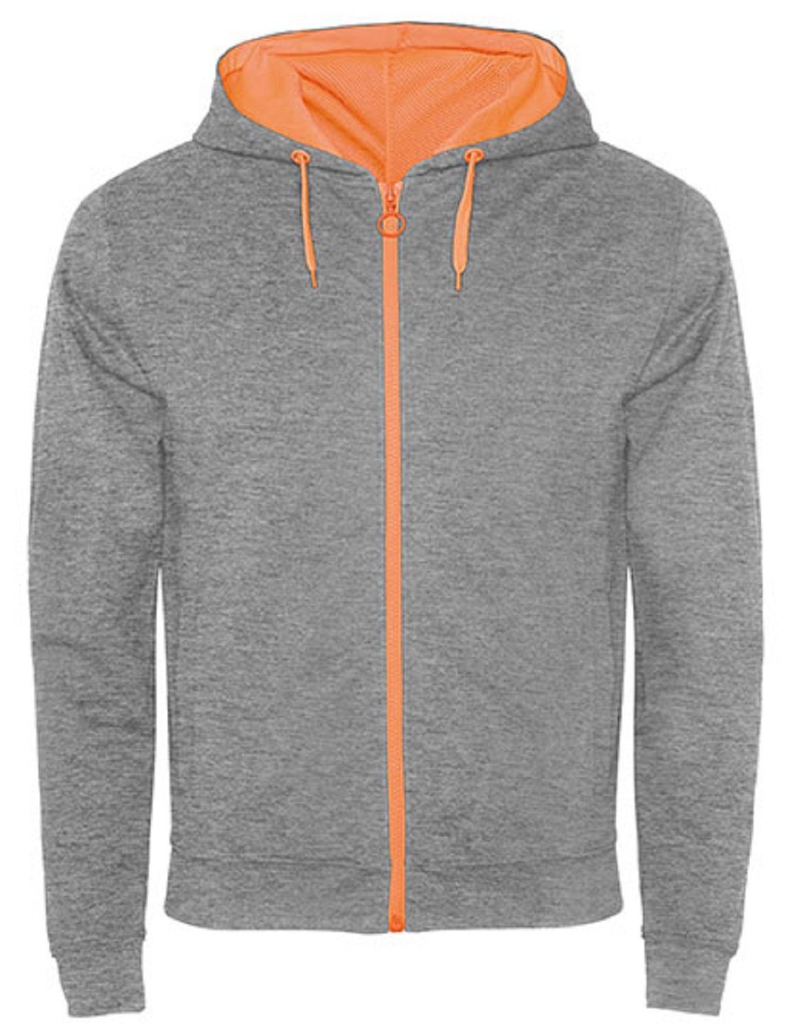 Roly Kapuzensweatjacke Herren Sweat-Jacke mit Kapuze / Kapuzensweater mit Reißverschluss auch für Frauen geeignet Grau/ Orange