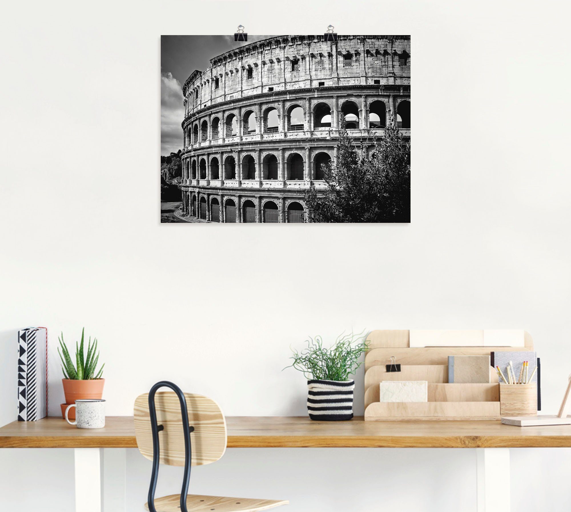 (1 Rom Größen Leinwandbild, in Poster Kolosseum Wandaufkleber Rom Wandbild als St), Alubild, Monochrom, versch. oder Artland