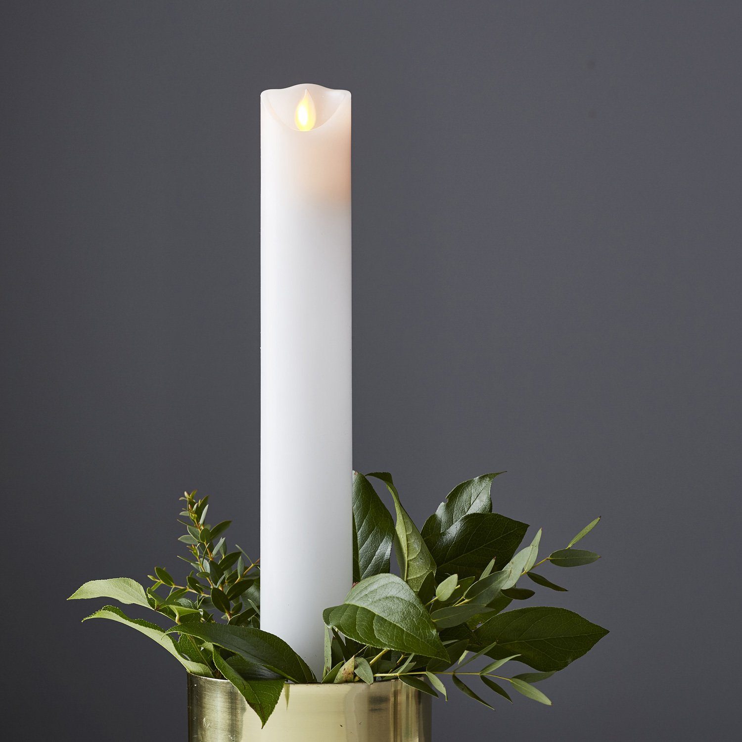 LED-Kerze Stumpenkerze Taufkerze Kirchenkerze Echtwachs H: 30cm Timer weiß