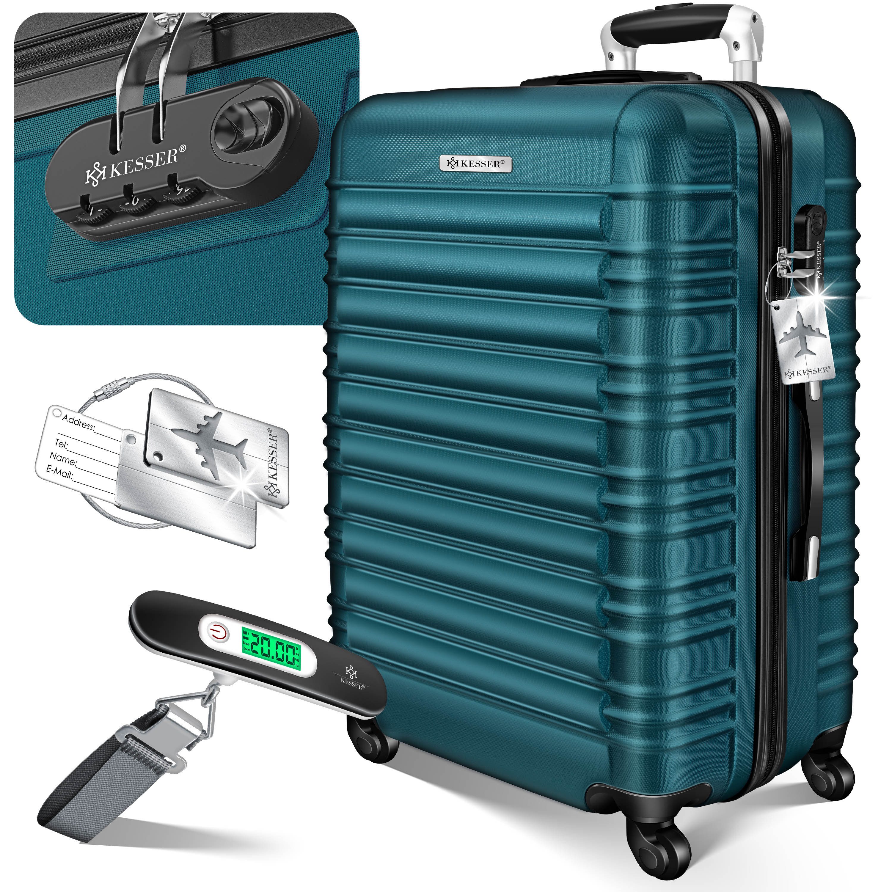 KESSER Hartschalen-Trolley Reisekoffer 120L Koffer Inkl. Kofferwaage + Gepäckanhänger, 4 Rollen, Rollkoffer ABS-Hartschale mit 4 Rollen, Zahlenschloss & Teleskopgriff