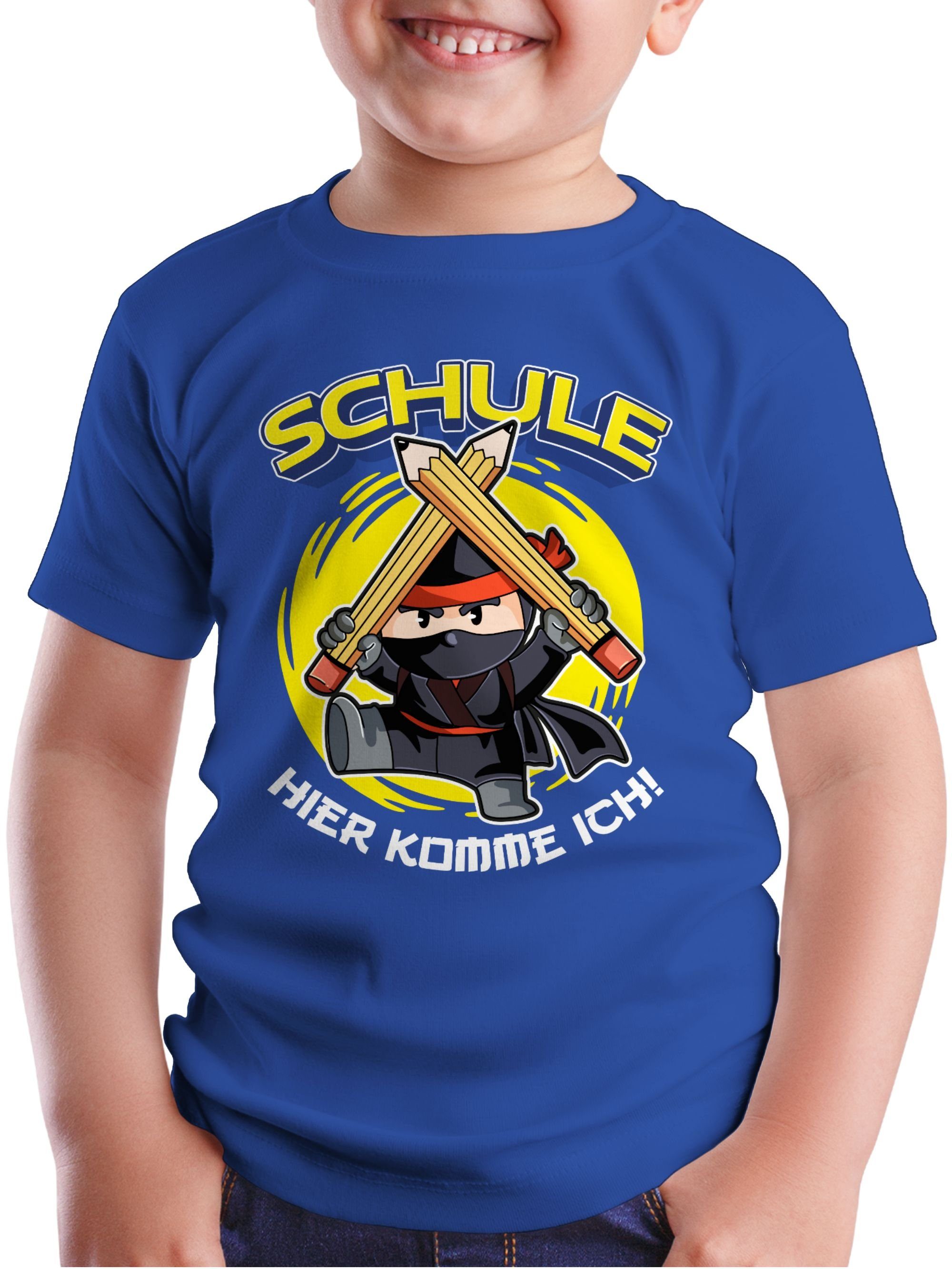 ich! Schule Royalblau Ninja komme Einschulung T-Shirt 2 Shirtracer Junge Schulanfang Hier Geschenke