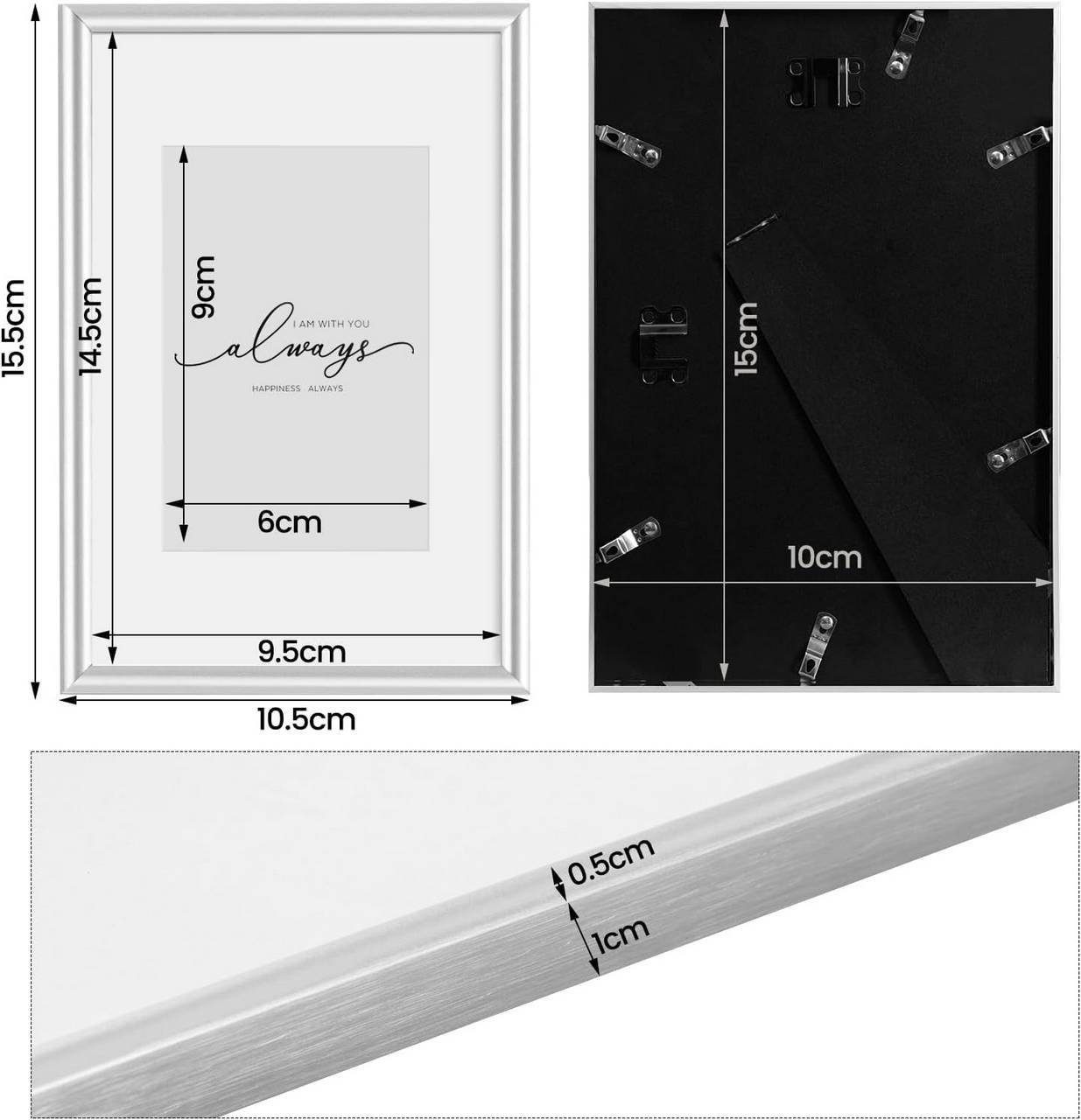 Woltu Bilderrahmen, (2 St), Fotorahmen Aluminium Matt