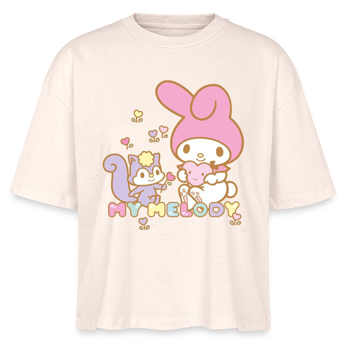 T-Shirt My Melody Pflückt Mit Risu Herzblümchen Boxy Shirt Damen
