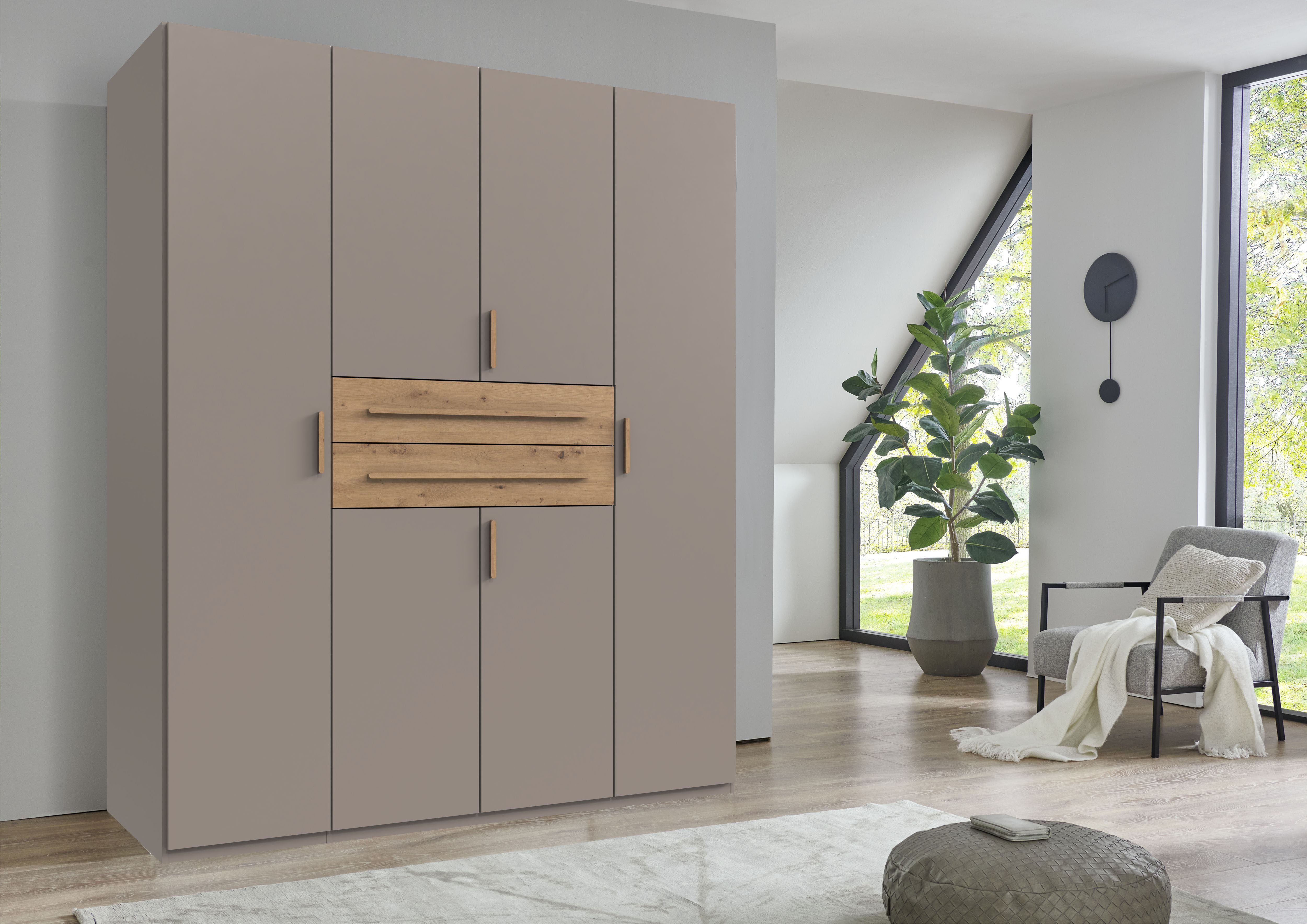 Wimex Drehtürenschrank Digit, erhältlich in den Breiten 180cm, 225cm oder 270cm (Schlafzimmer Schrank Bestseller in moderner Optik) Kleiderschrank inkl. zwei Schubkästen in zentraler Höhe