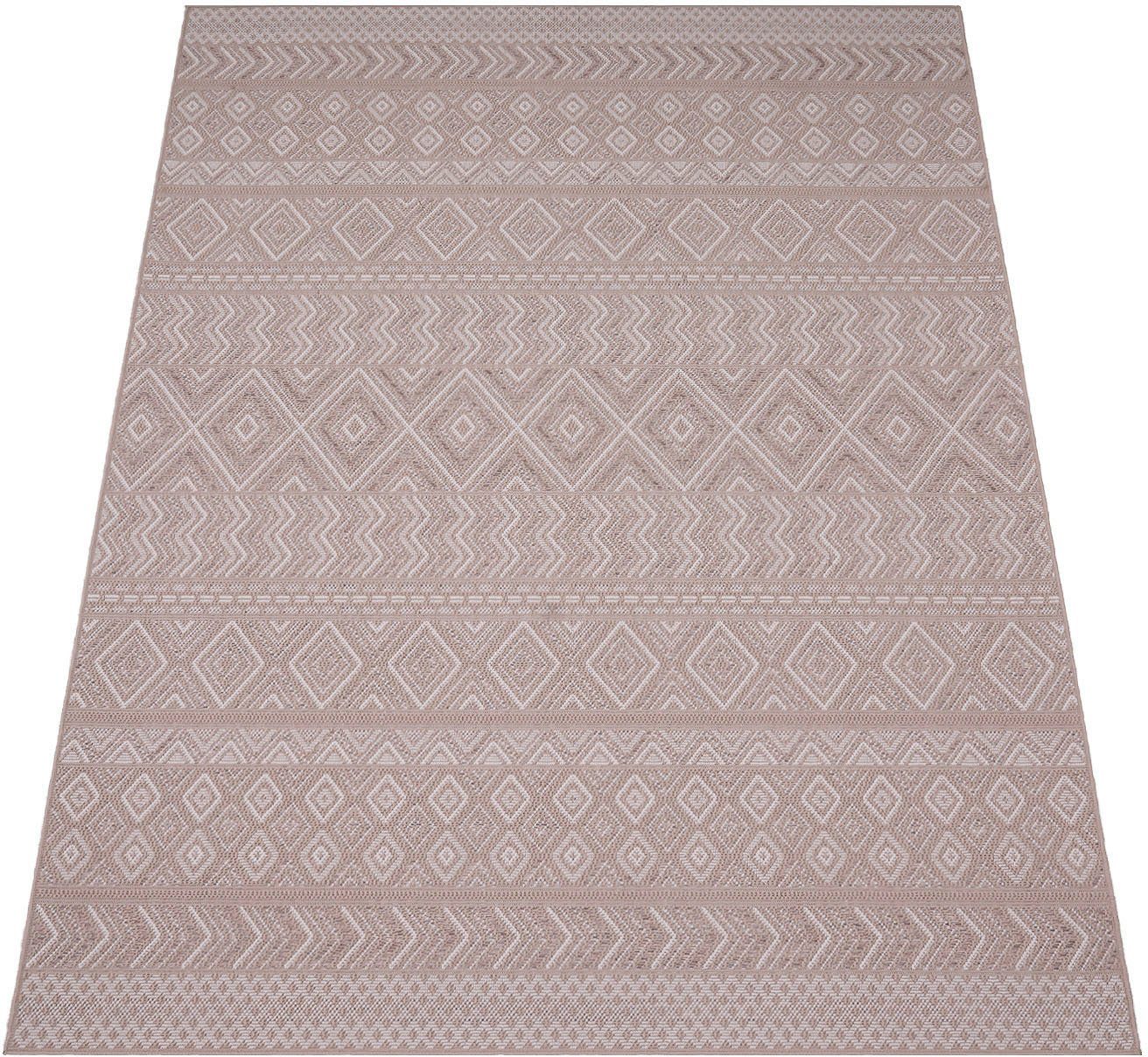 Teppich Vermont 190, Paco Home, rechteckig, Höhe: 4 mm, Flachgewebe, modernes Design mit Rauten, gesteift, Outdoor geeignet beige | Kurzflor-Teppiche
