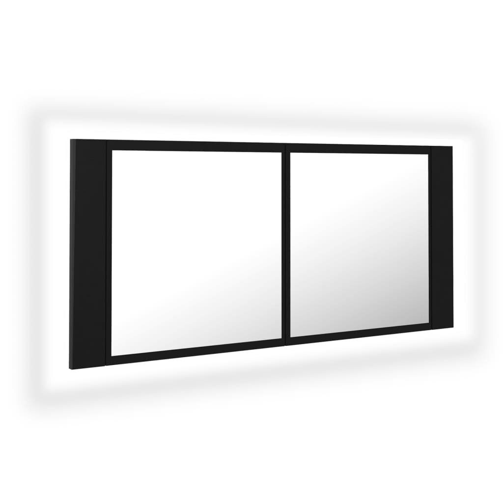 vidaXL Badezimmerspiegelschrank LED-Bad-Spiegelschrank Schwarz 100x12x45 cm Acryl