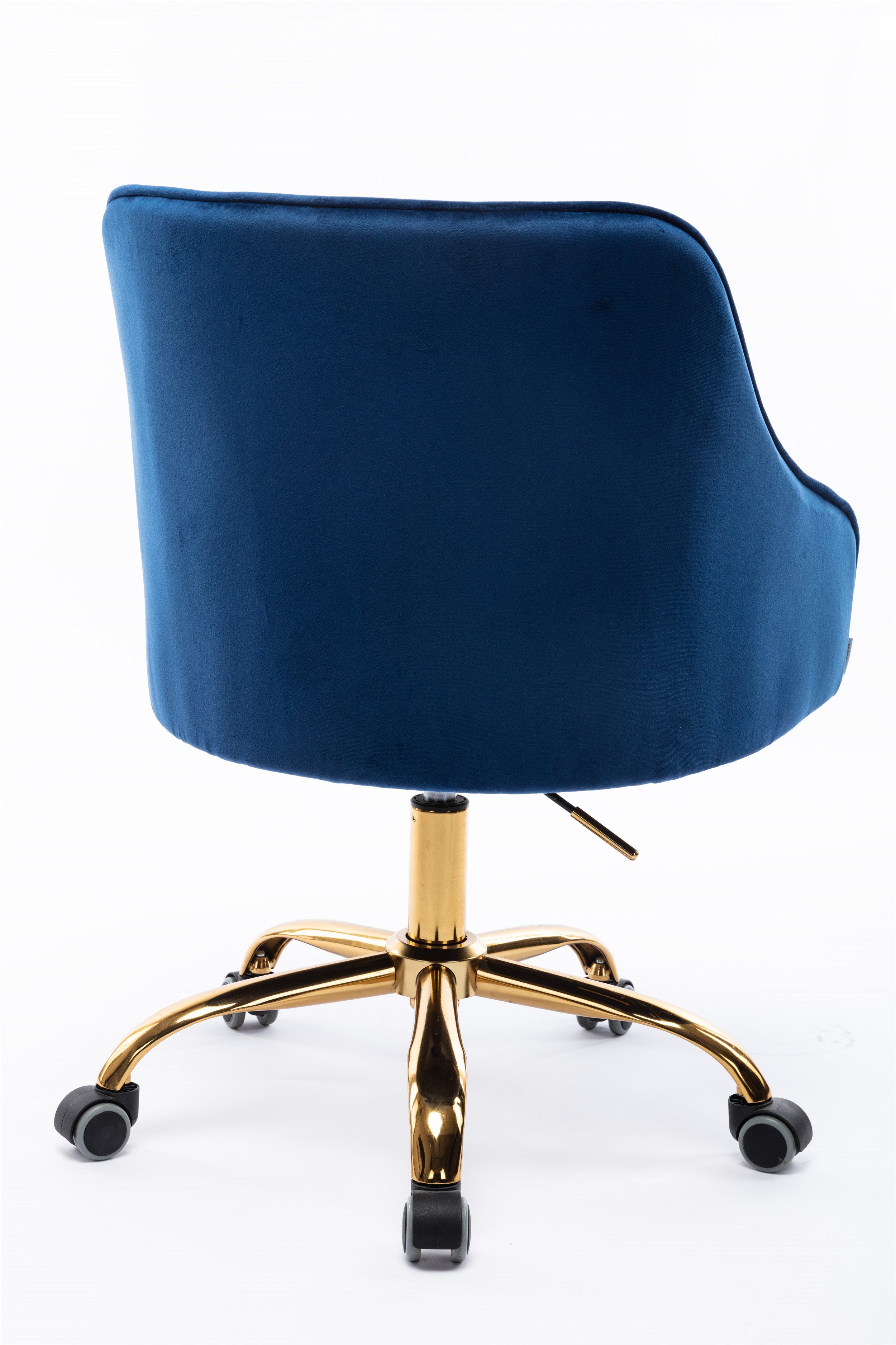 REDOM Stuhl hübscher Bürostuhl, höhenverstellbar schicker 360° Schminkstuhl, Bürostuhl Bürostuhl), Samt goldener Stuhl, Stuhl, (hübscher drehbar, goldener schicker blau