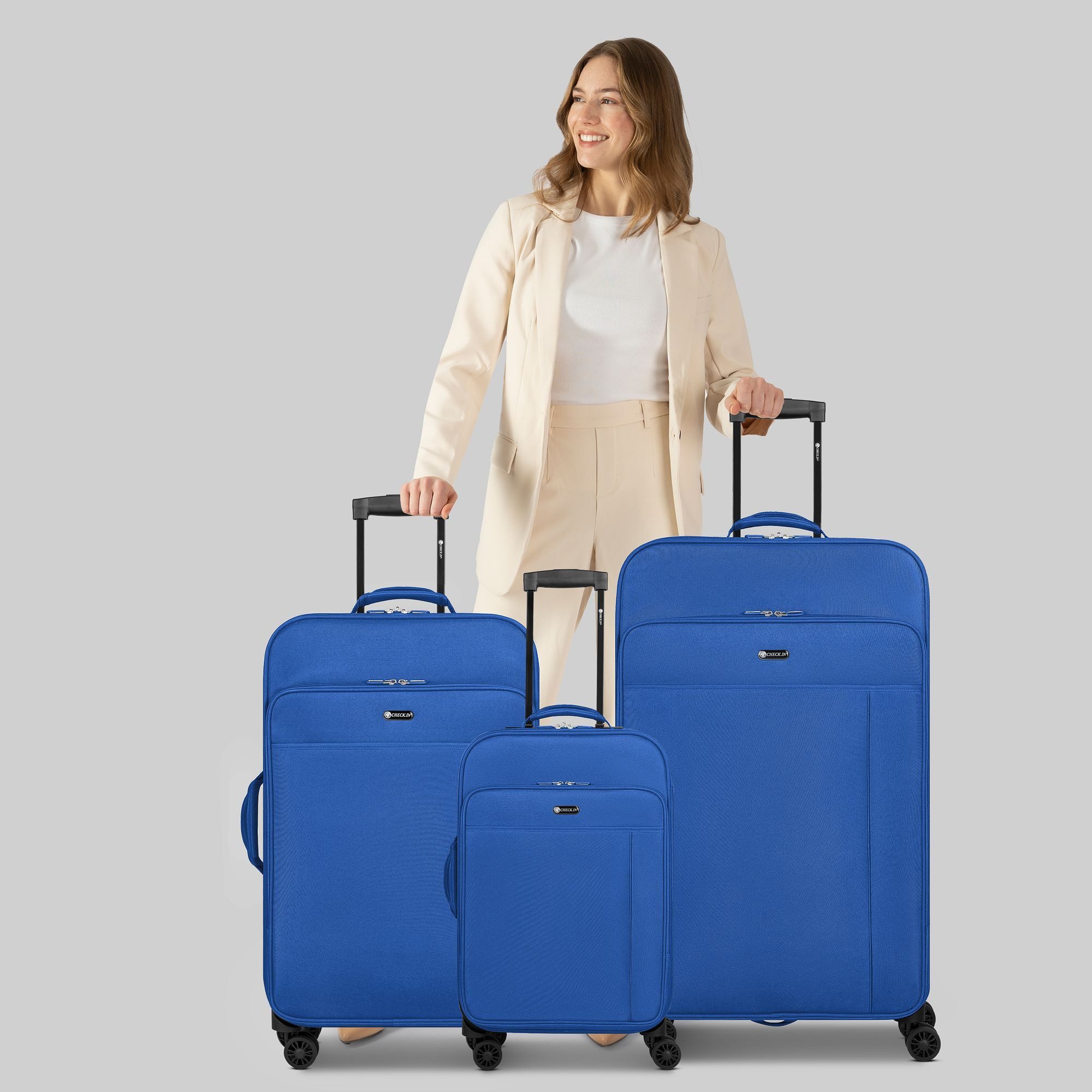 CHECK.IN® Trolleyset Sevilla 2.0, 4 Rollen, (3-teilig, 3 tlg), Polyester