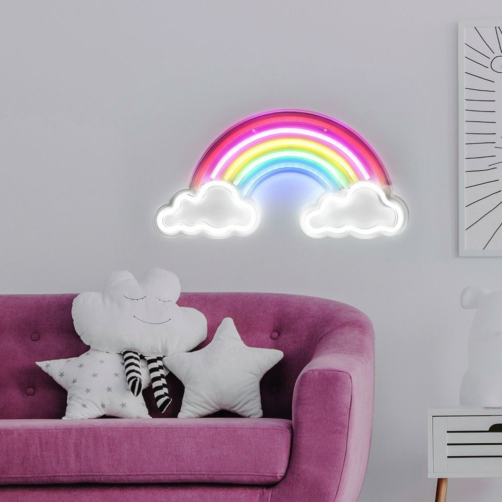 GLOBO LIGHTING LED Wandleuchte, LED-Leuchtmittel fest verbaut, LED Wandleuchte Regenbogenleuchte Kinderzimmerlampe klar opal L 40 cm