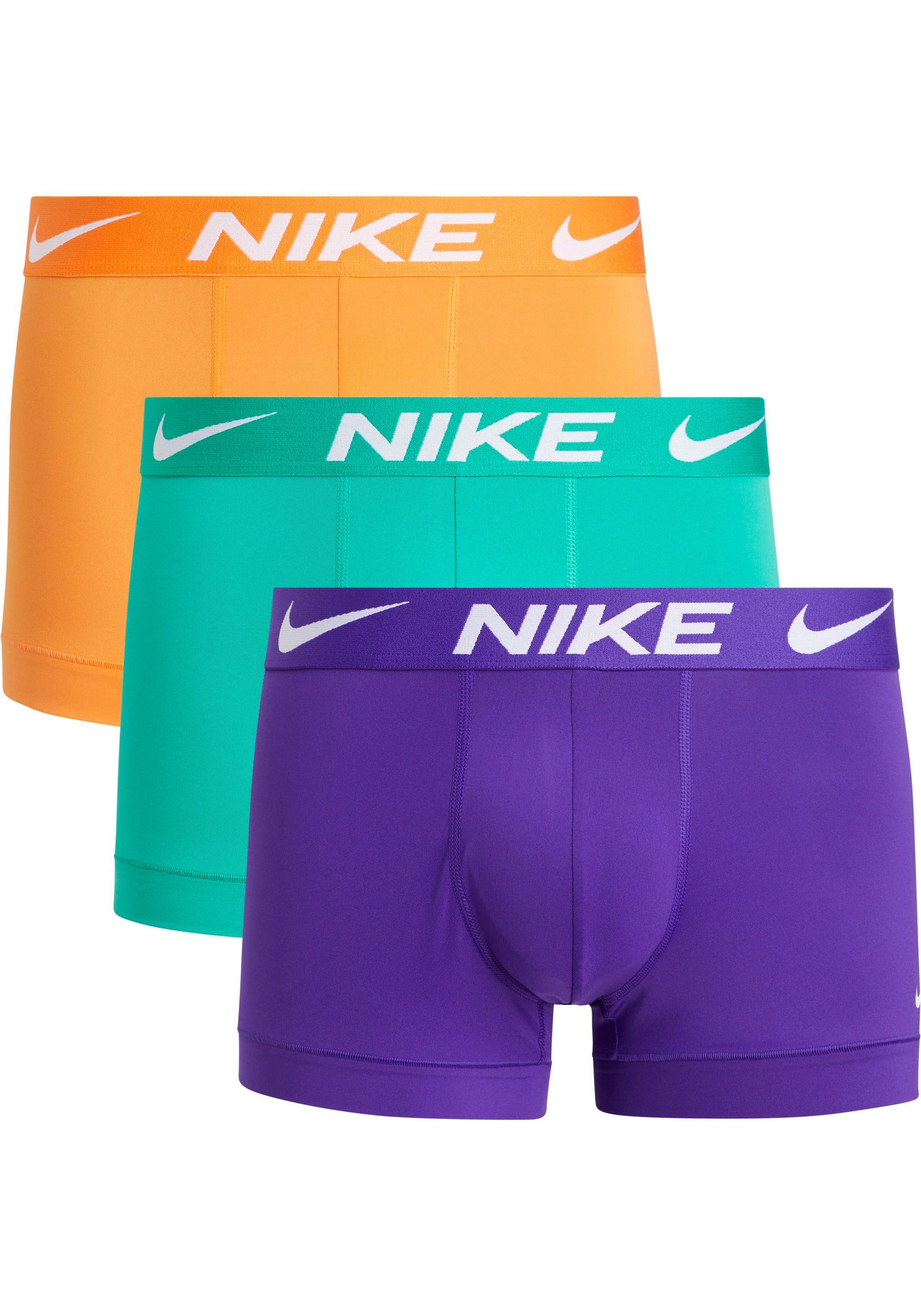 NIKE Underwear Trunk TRUNK 3PK (Packung, 3er-Pack) mit NIKE Logo-Elastikbund (3 Stück) FLD_PRPL/BRGHT_MNDRN/STDM_GRN