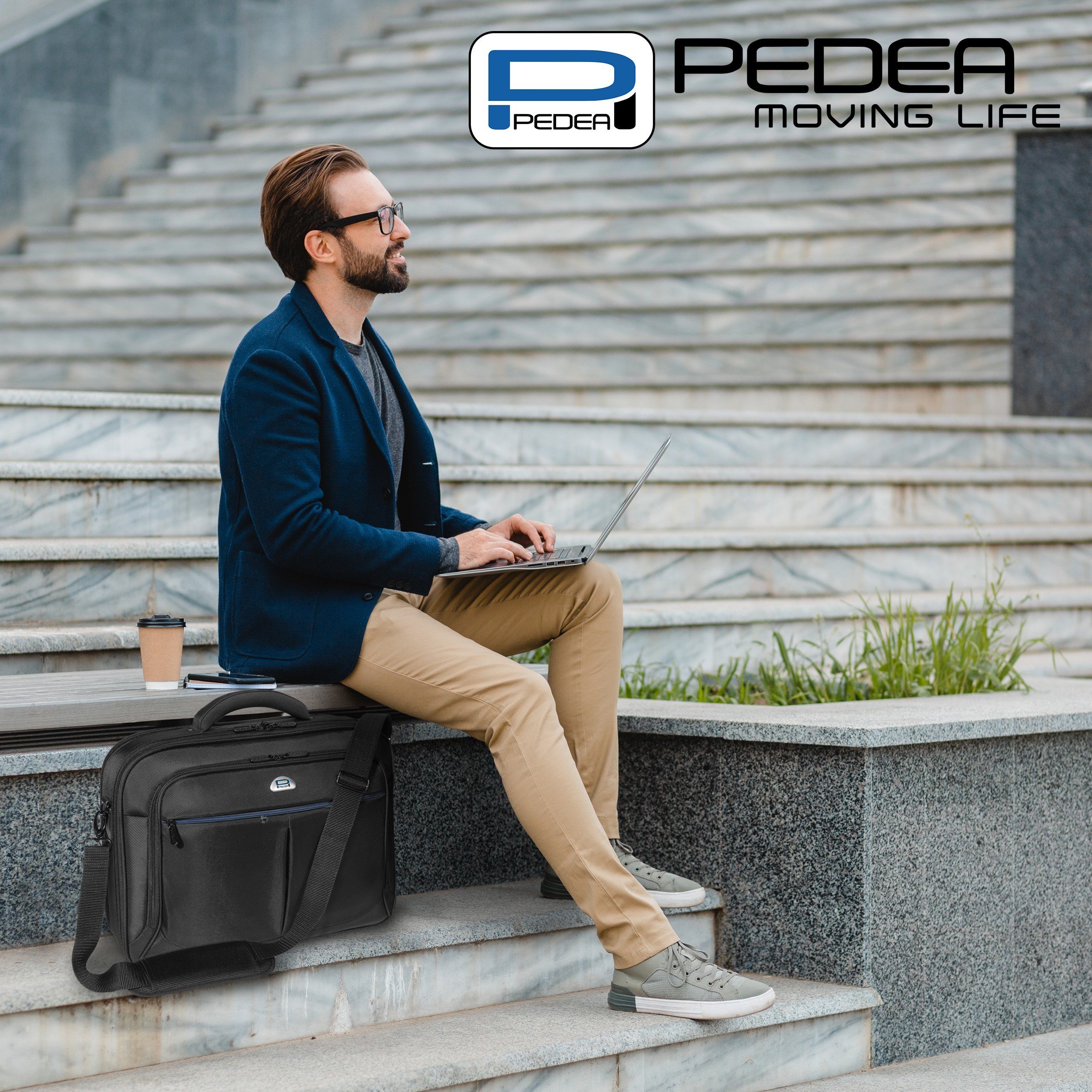 PEDEA Laptoptasche PREMIUM Notebooktasche 13,3 / 15,6 / 17,3 Zoll mit Maus (Set, mit Funkmaus), stabiler Schutzrahmen, dicke Polsterung, wasserabweisende Materialien