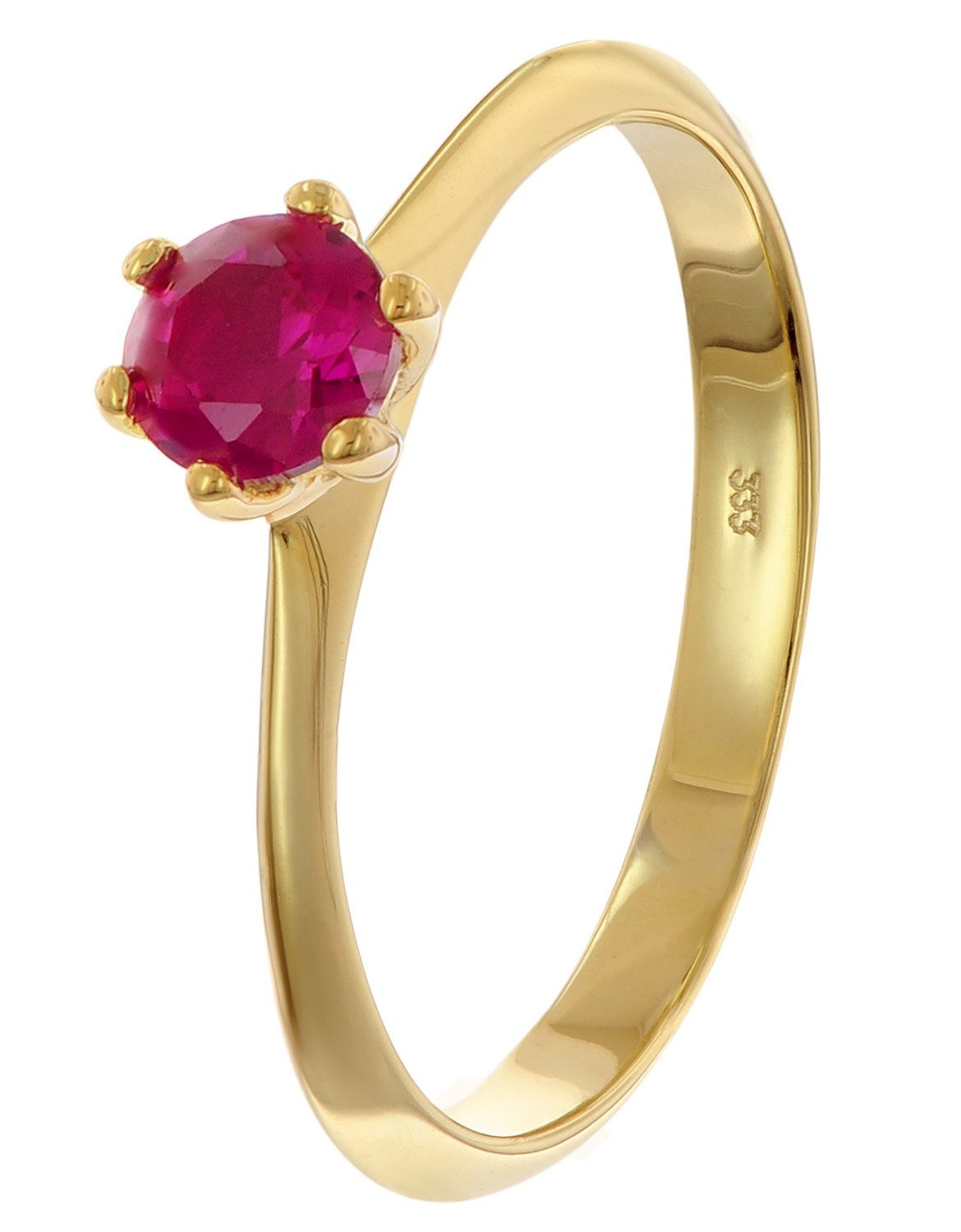 Solitärring DamenGold 333/8K mit synthetischem Rubin Ø 4,5 mm