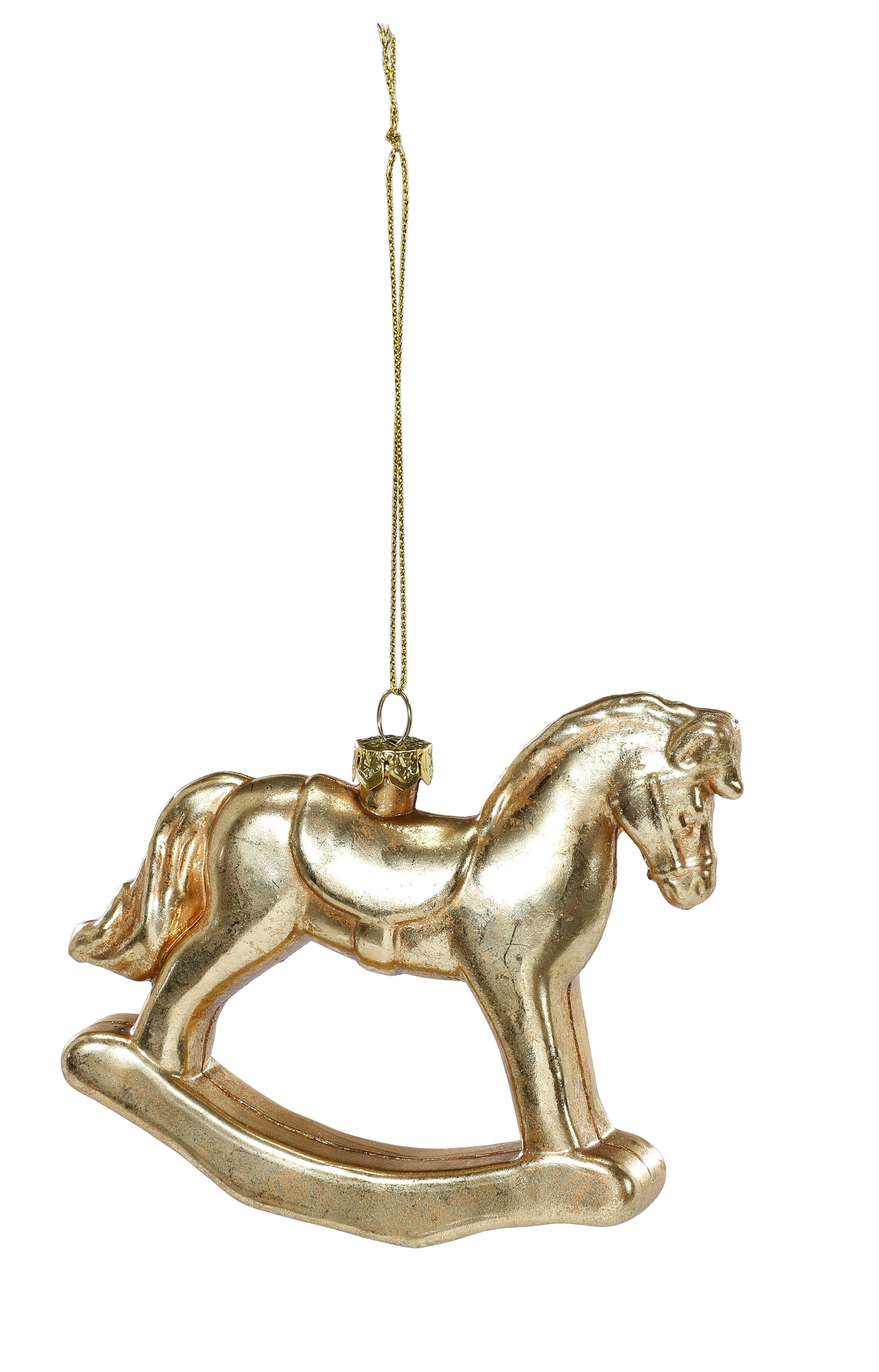 Christbaumschmuck Christbaumschmuck, by 10cm Antik MAGIC gold Kunststoff Inge Schaukelpferd