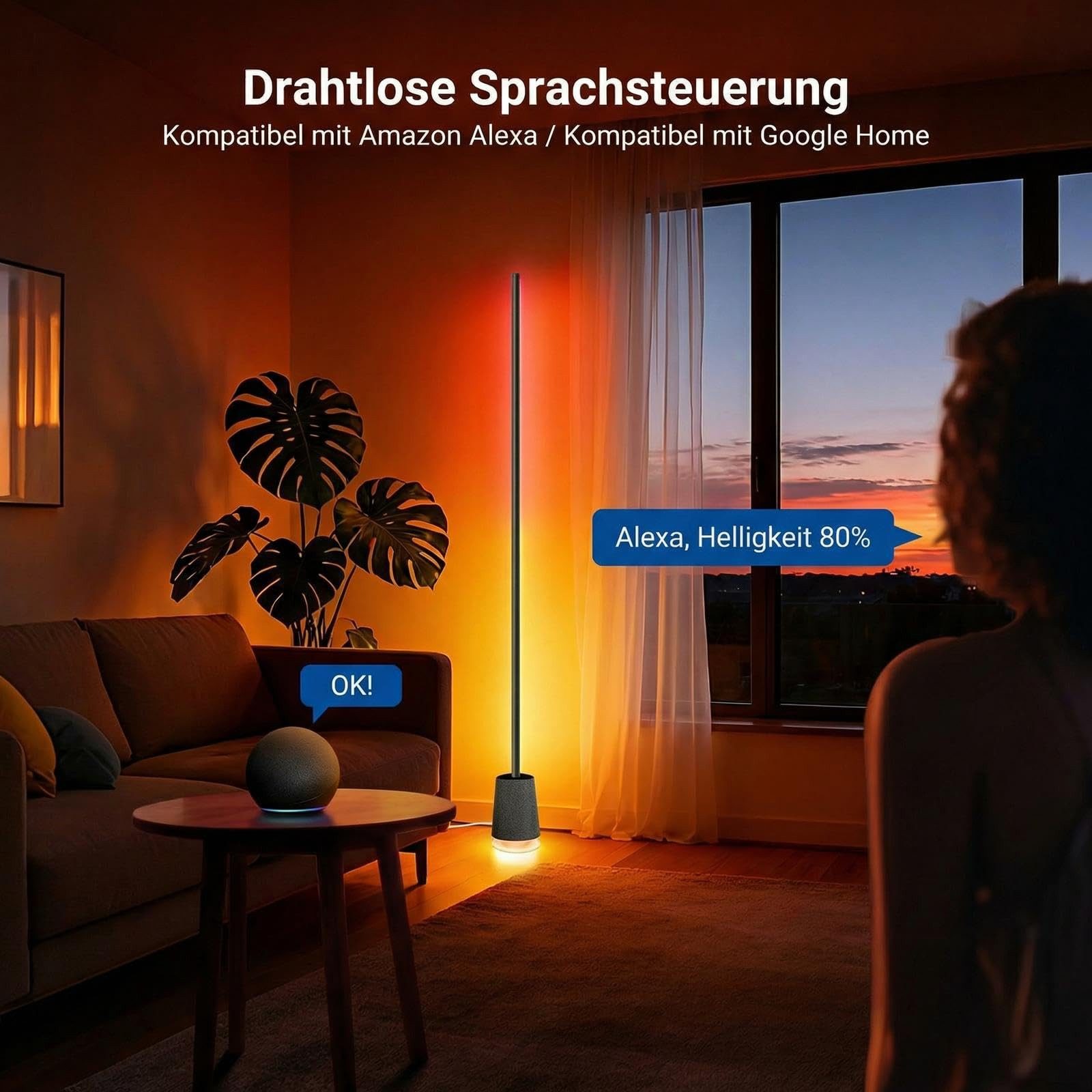 Neewer LED Stehlampe NF06 Smart LED Stehlampe, 1500lm RGBCW, mit Alexa Google App Steuerung, 2700K bis 6500K, Musik Sync, 16 Millionen Farben, Ambientebeleuchtung für Wohnzimmer