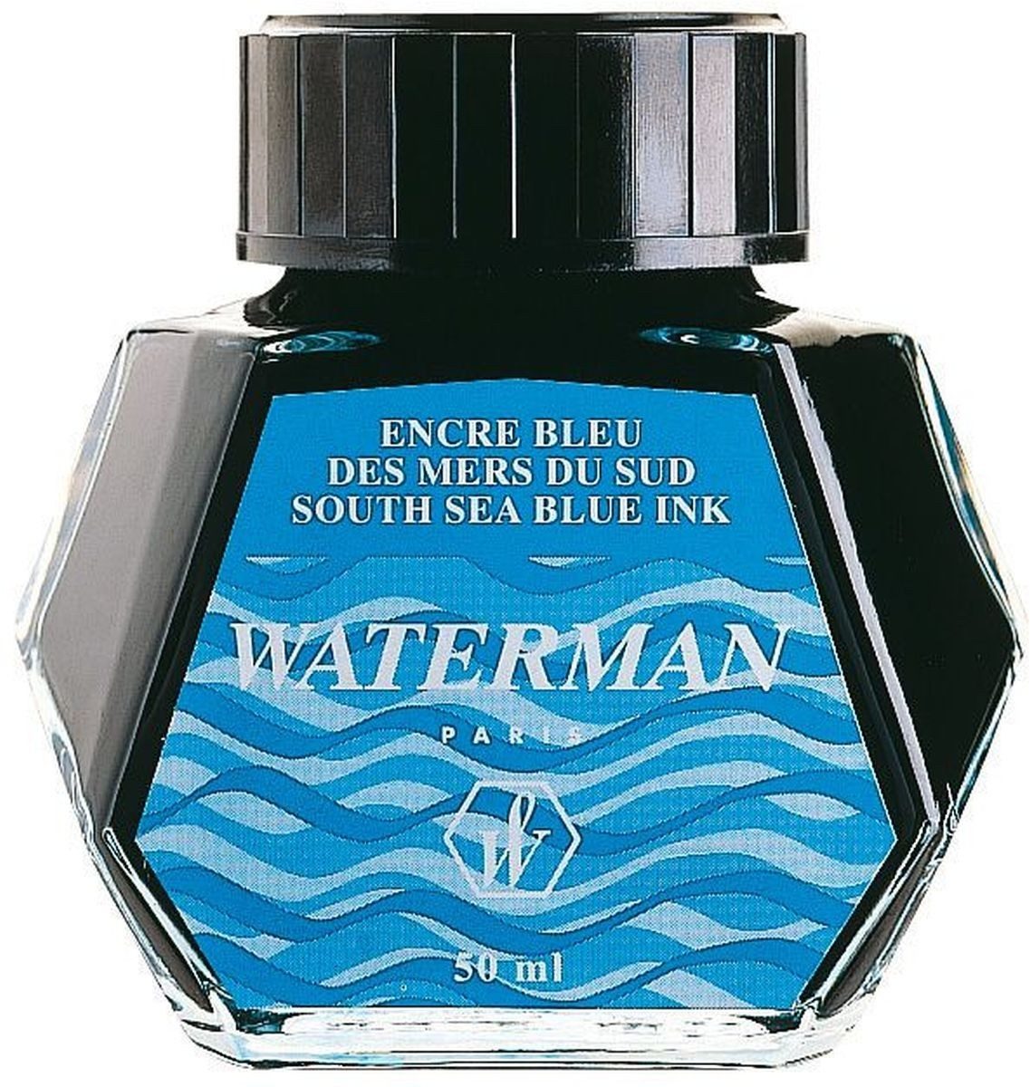 Waterman Füllhalter Tinte für Füllhalter Glasflacon VE=50 ml südseeblau.