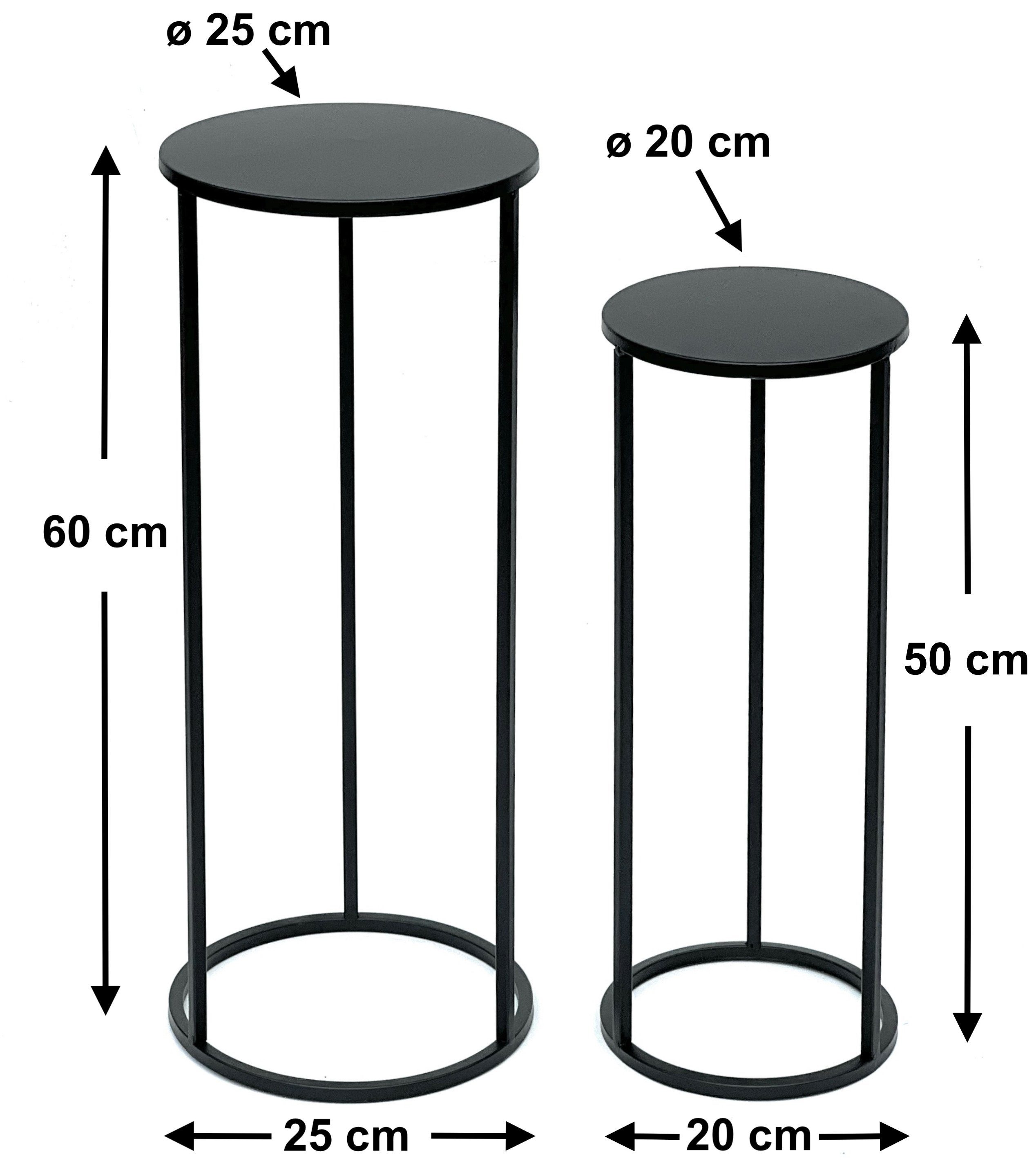 Rund 2er Blumenständer DanDiBo Schwarz Blumenhocker Blumenständer Beistelltisch Metall Set