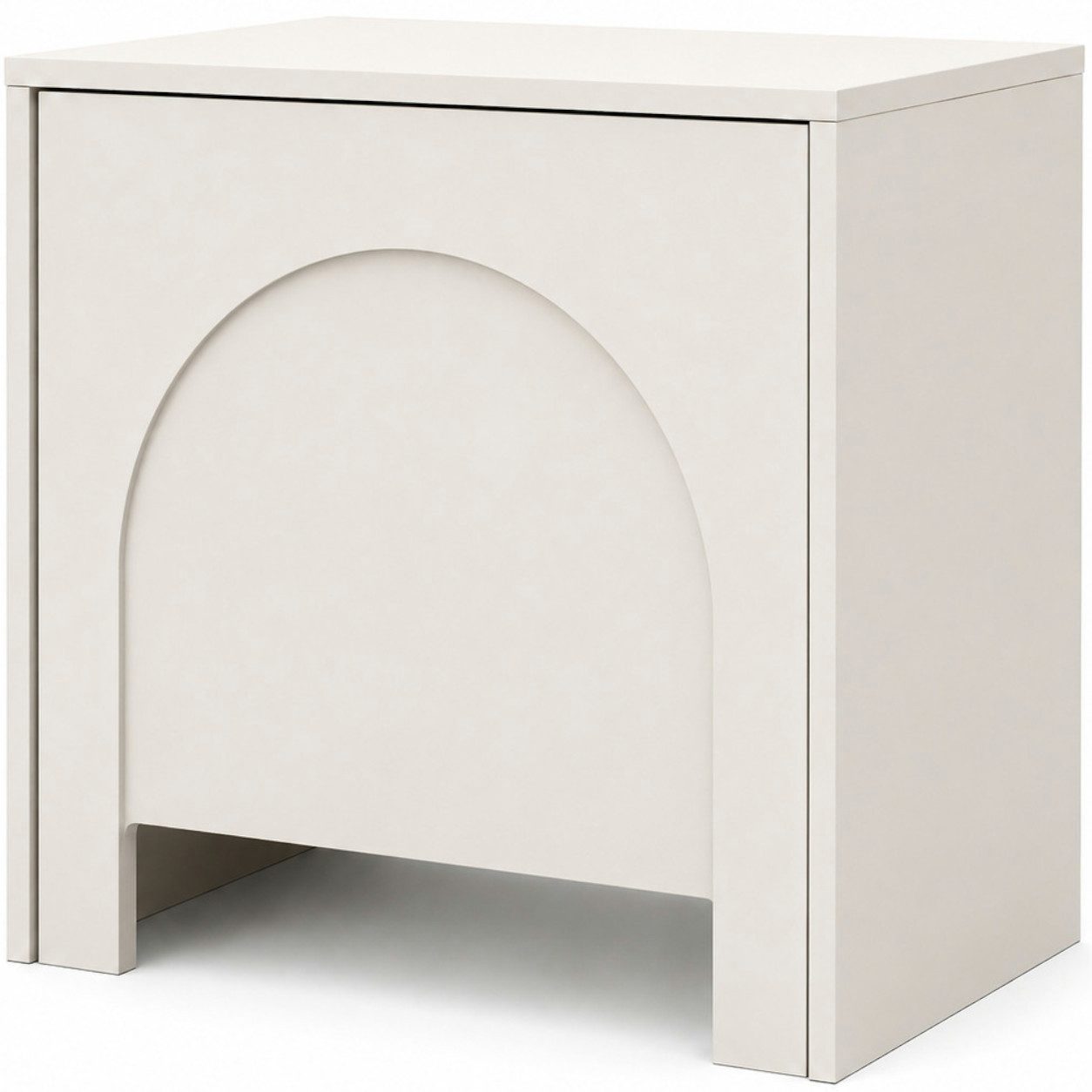 Prima-Online Nachttisch Nachttisch VENTO Kaschmir matt Breite: 54 cm / Höhe: 51cm / Tiefe:35cm (Griffloser Nachttisch), Push-to-Open Tür und moderner Bogenfront