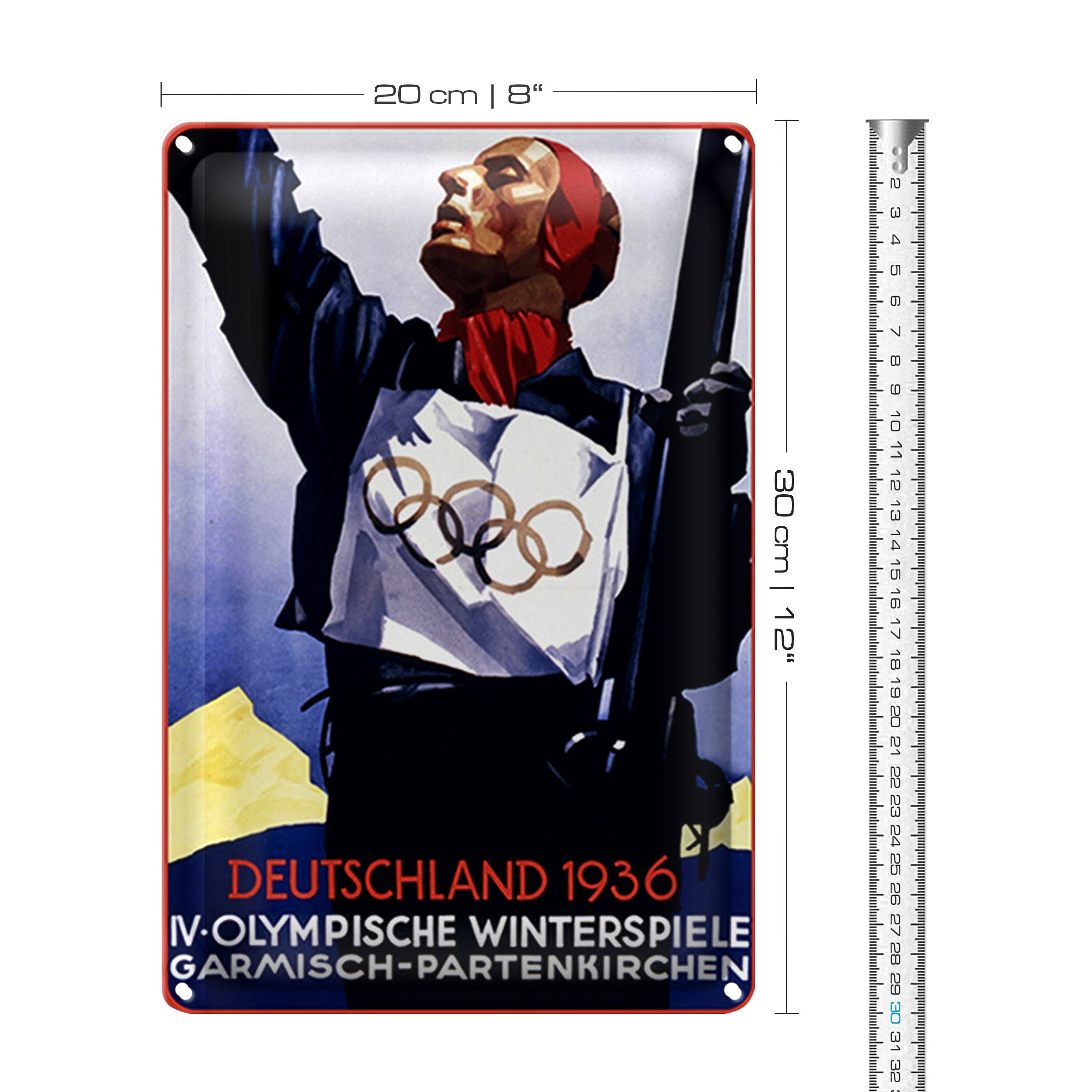 Roomando Metallschild Blechschild Spruch 20x30cm Olympische Winterspiele 1936